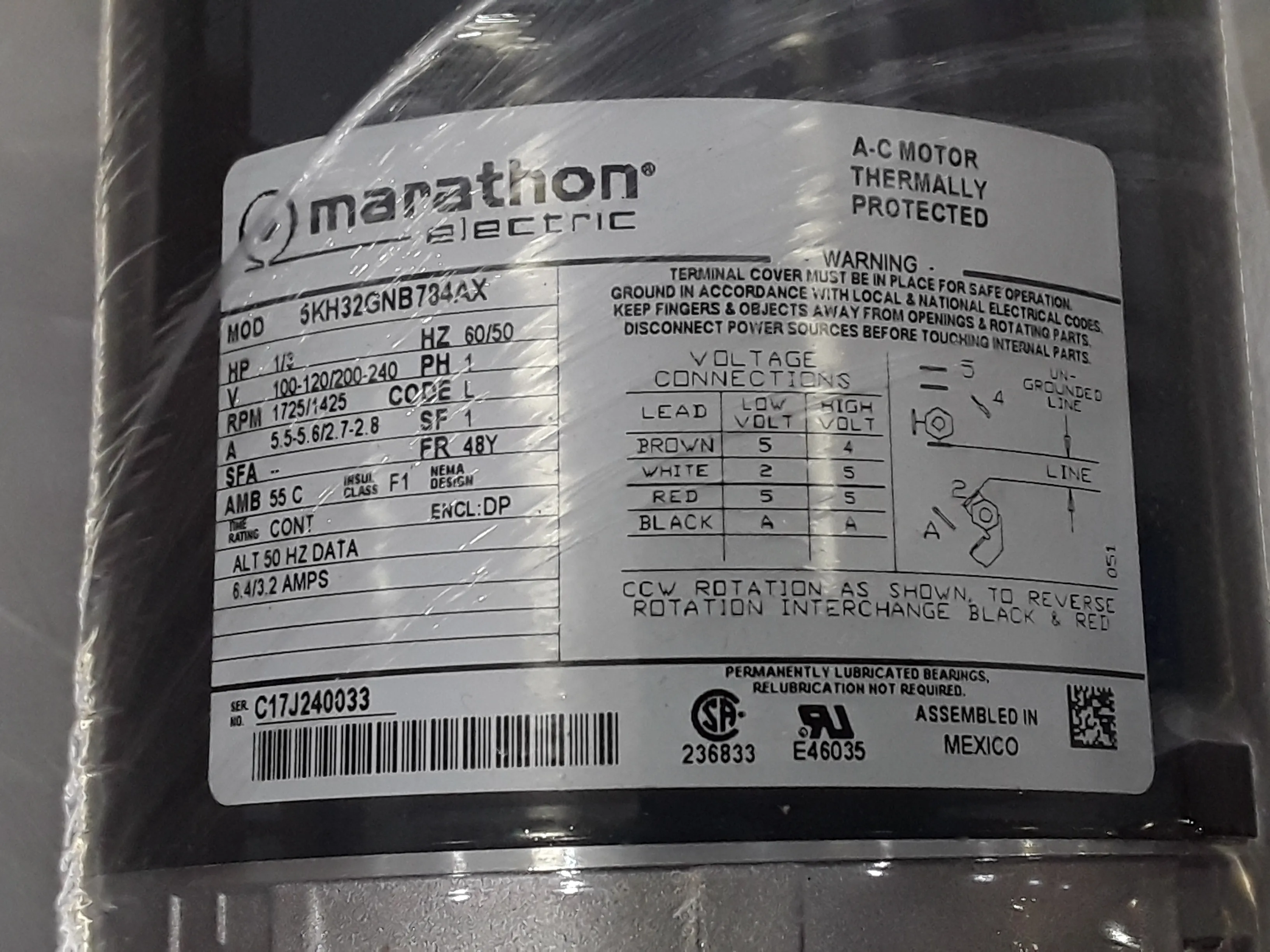 Marathon Motor 5KH32GNB784AX Pump