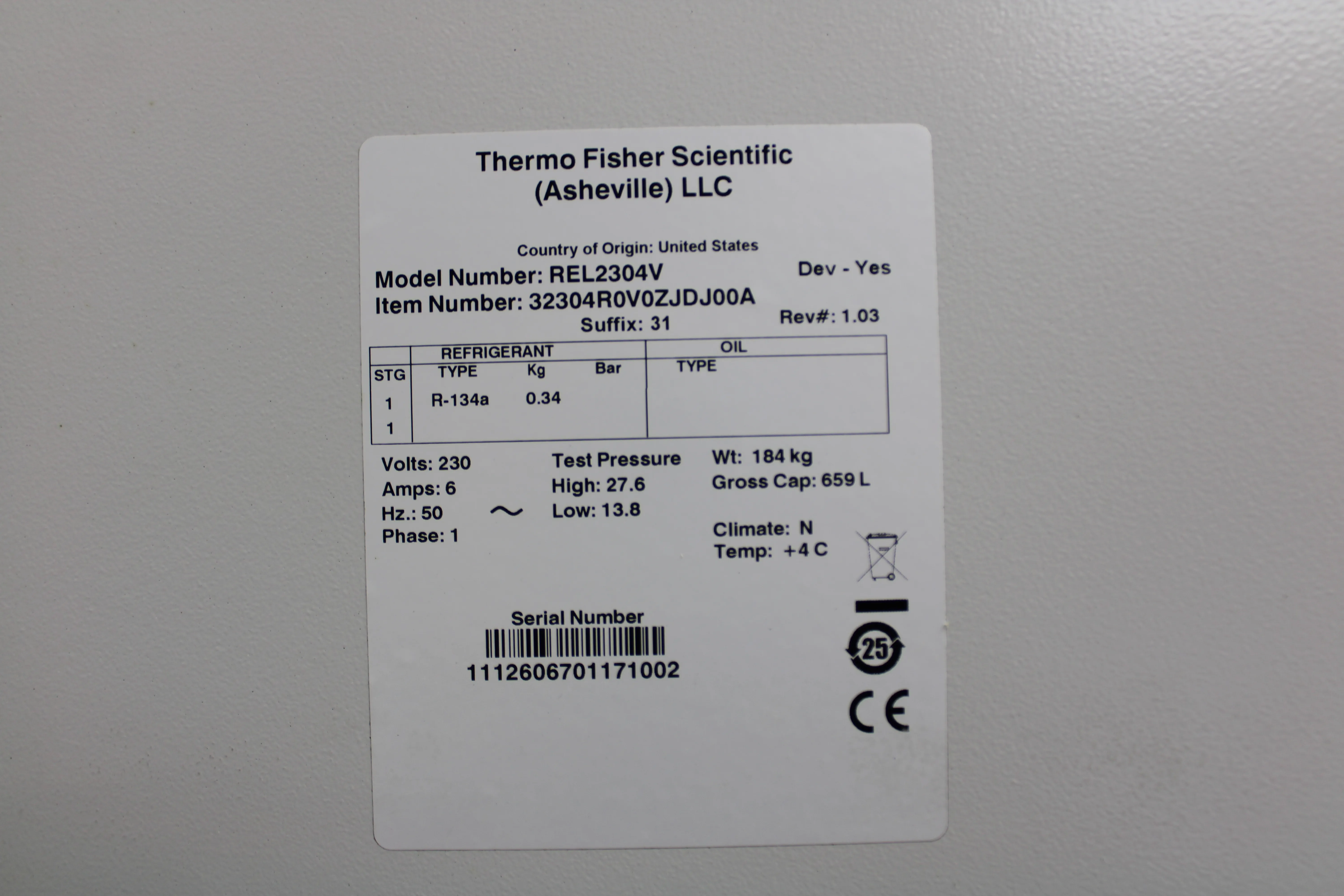 Thermo Fisher Scientific Revco Refrigerator
