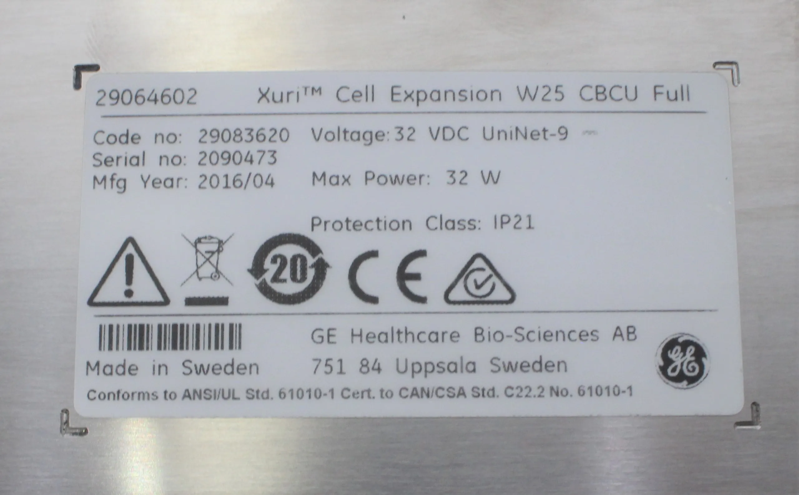 GE Healthcare Xuri Cell Expansion System W25, 29-0645-68
