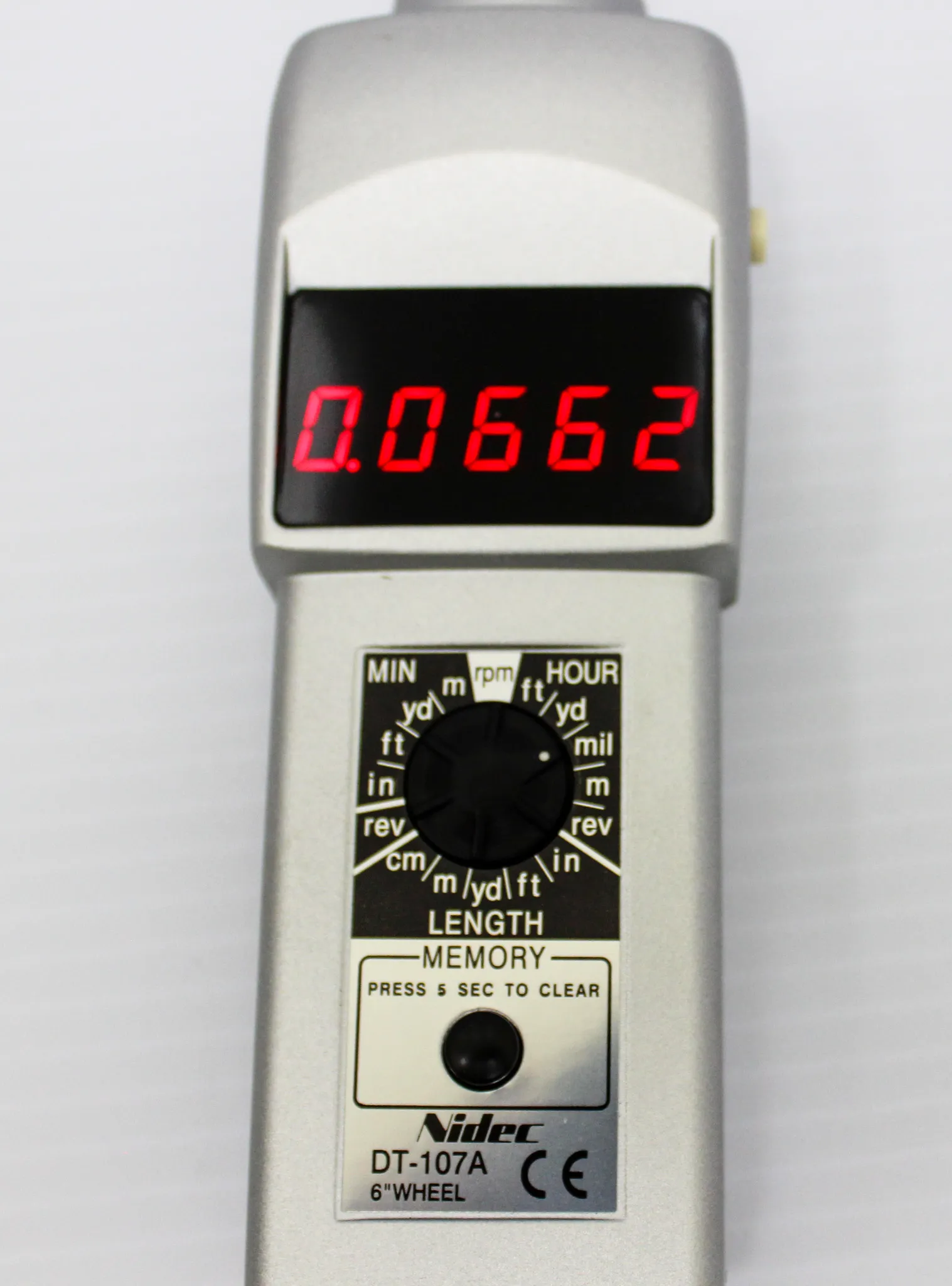 Nidec DT-107A Handheld Tachometer with Accessories and Carrying Case