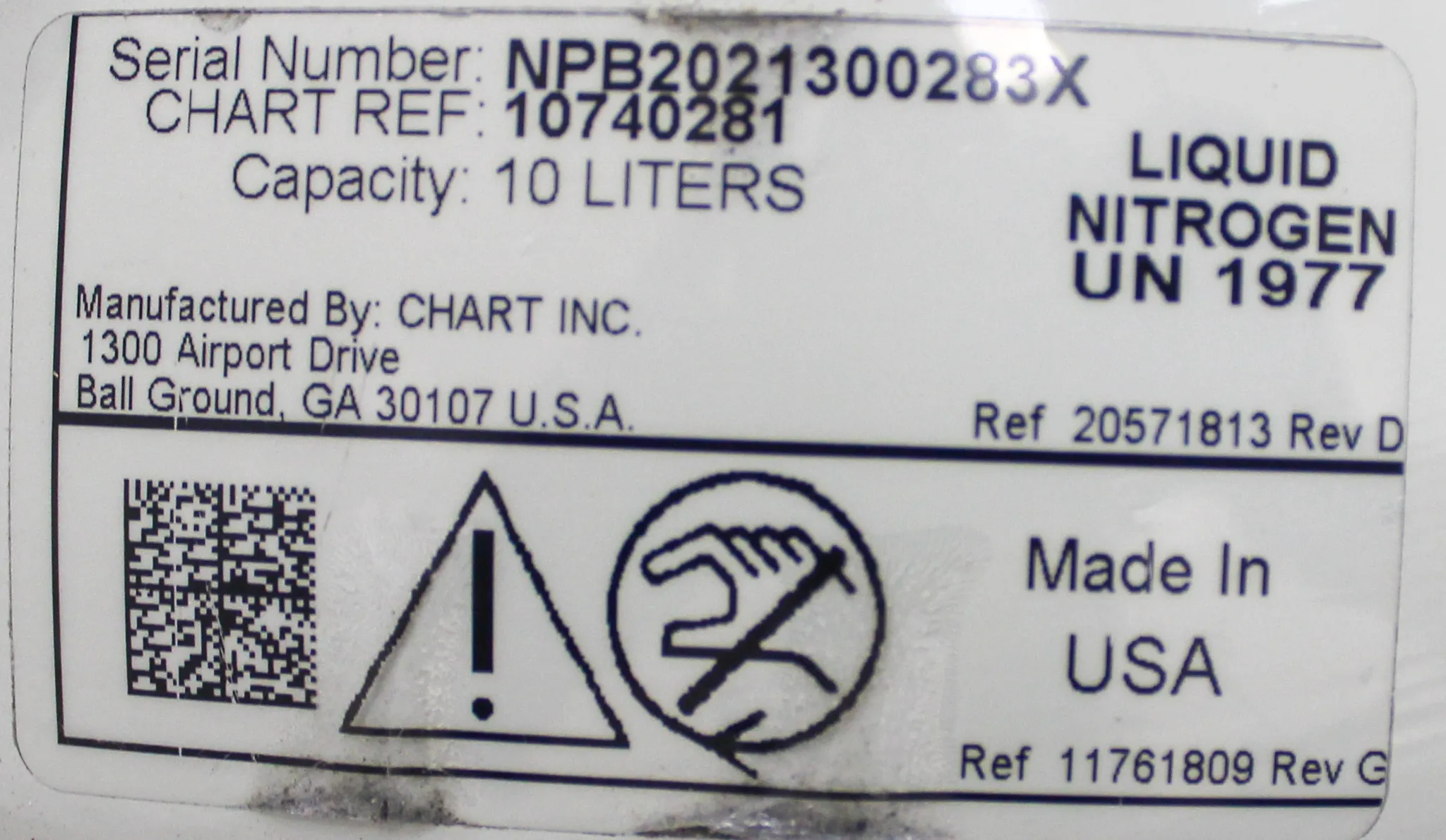 Chart MVE Lab 10 Cryogenic Dewar Liquid Nitrogen Storage Tank - Used