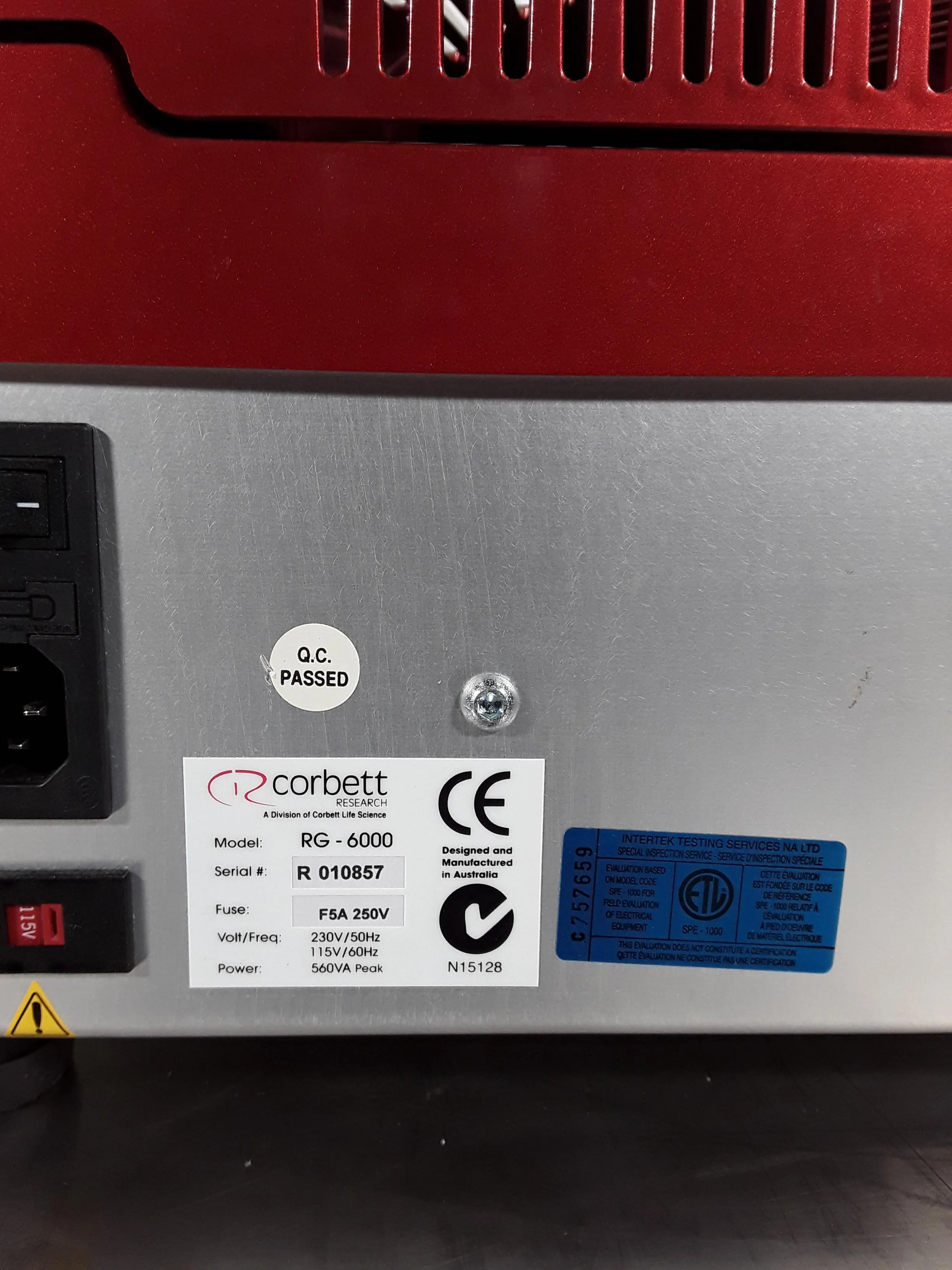 Corbett Research RG-6000 Rotor-Gene 6000 Real-Time Rotary Analyser