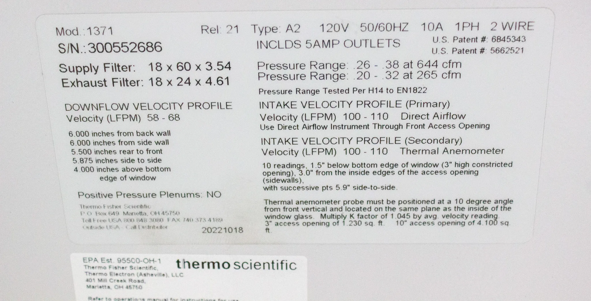 Thermo Scientific 1300 Series Type A2 Biological Safety Cabinet Model 1371 (Storage)