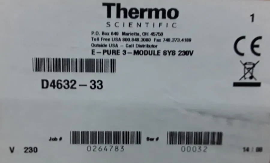 Thermo Fisher E-Pure Ultrapure Water Purification System D4632-33