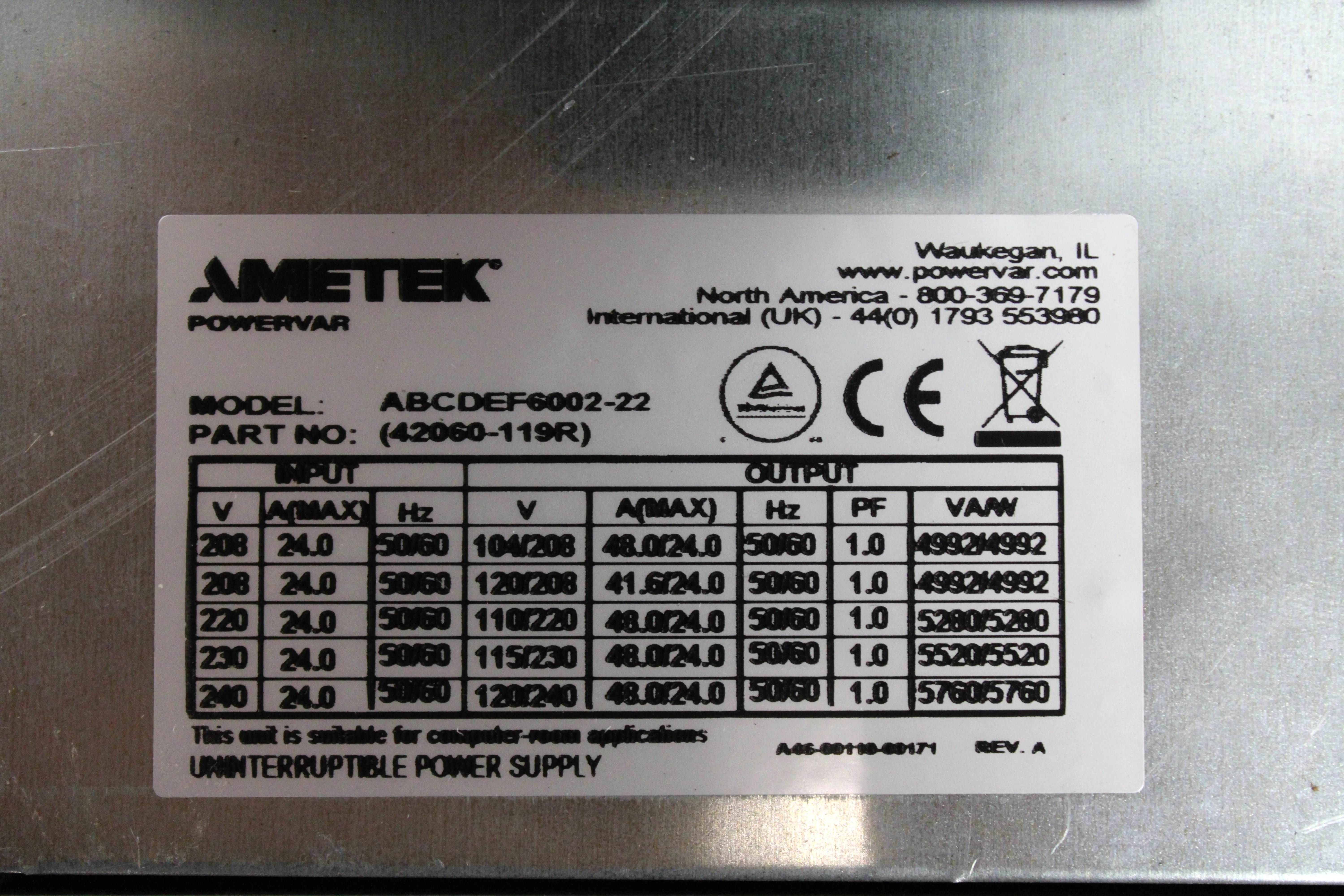 Powervar Security Plus II UPS Power Supply