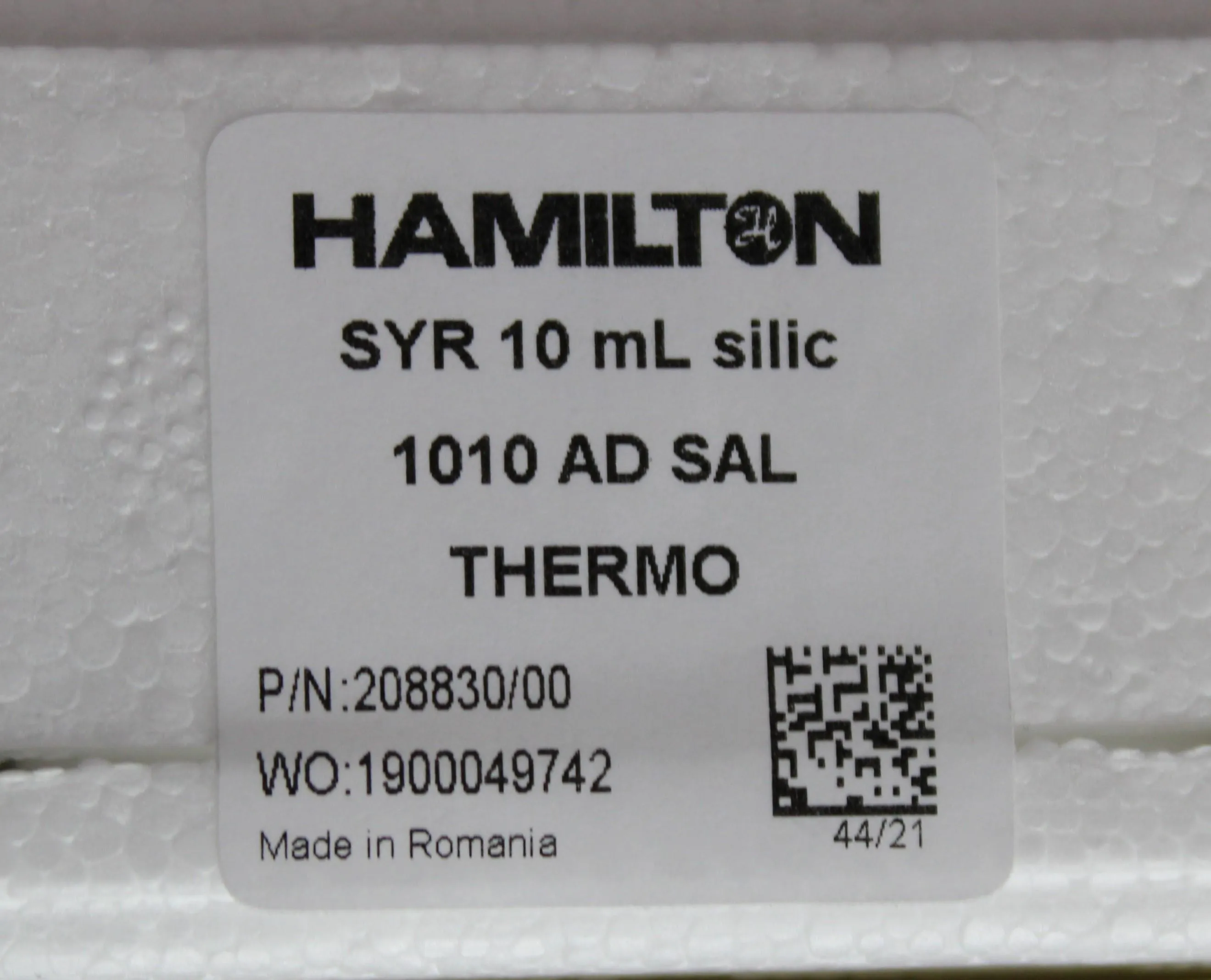 Hamilton 10 mL Model 1010 AD SAL M8 Threads Syringe