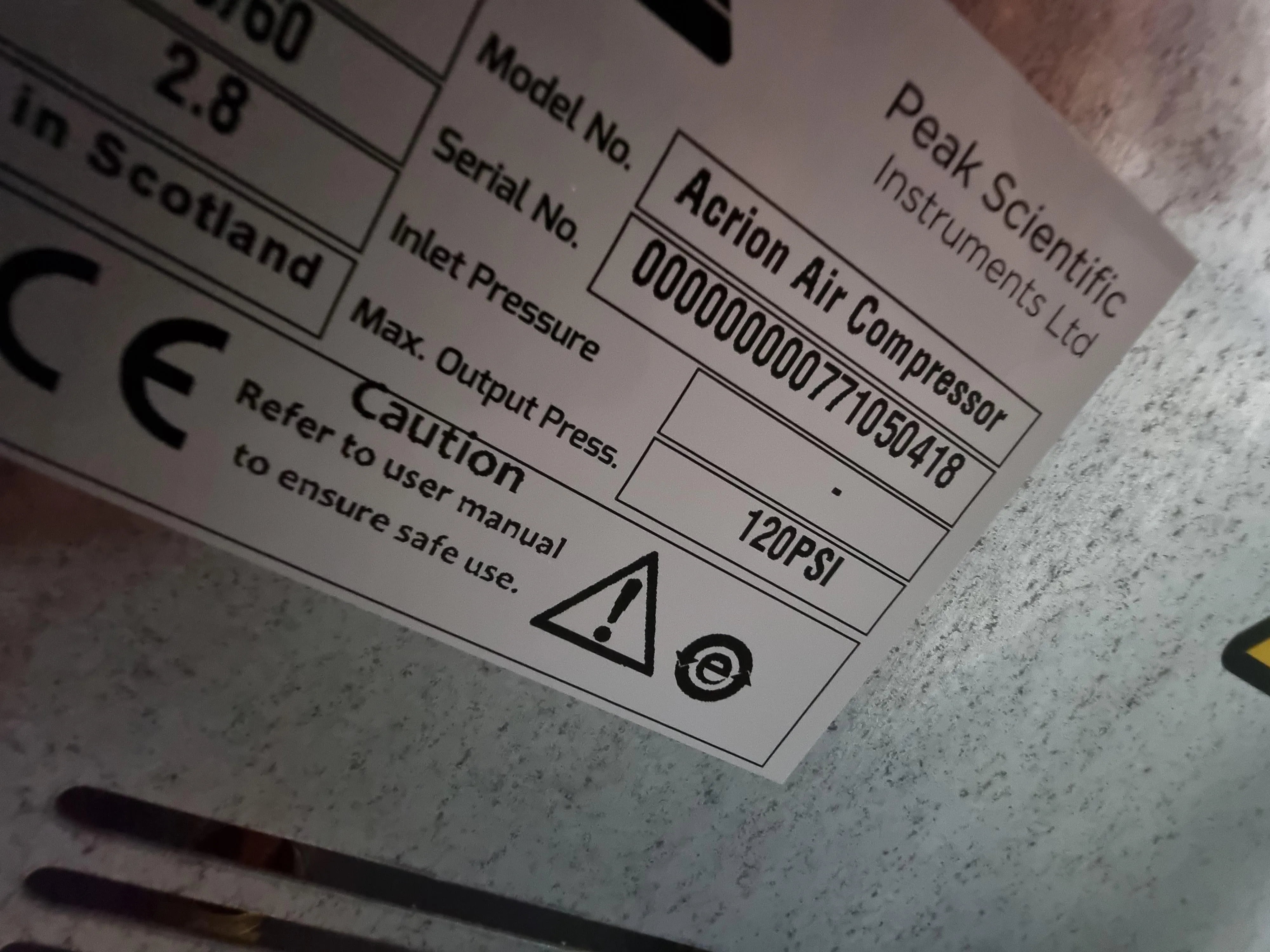 Peak Scientific Acrion N2 Nitrogen Generator & Acrion Air Compressor