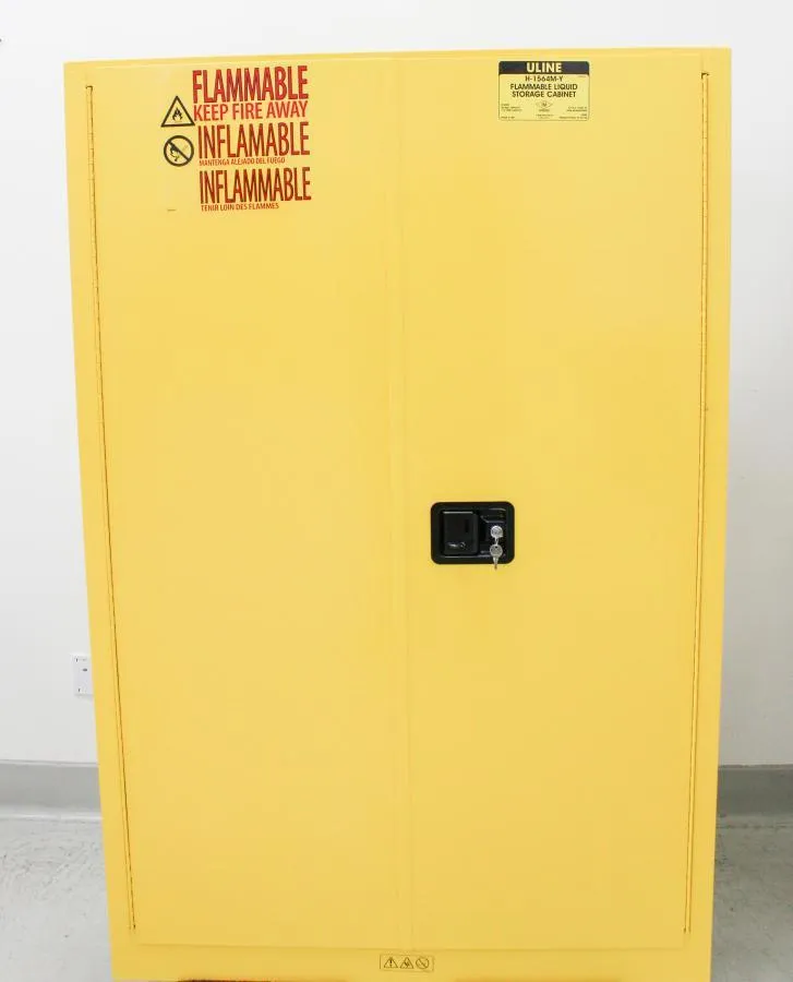 ULINE H-1564M-Y Flammable Storage Cabinet Manual Doors, Yellow, 45 Gallon