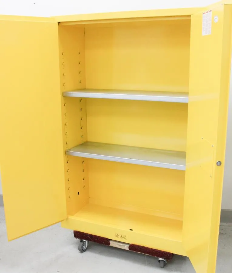 ULINE H-1564M-Y Flammable Storage Cabinet Manual Doors, Yellow, 45 Gallon