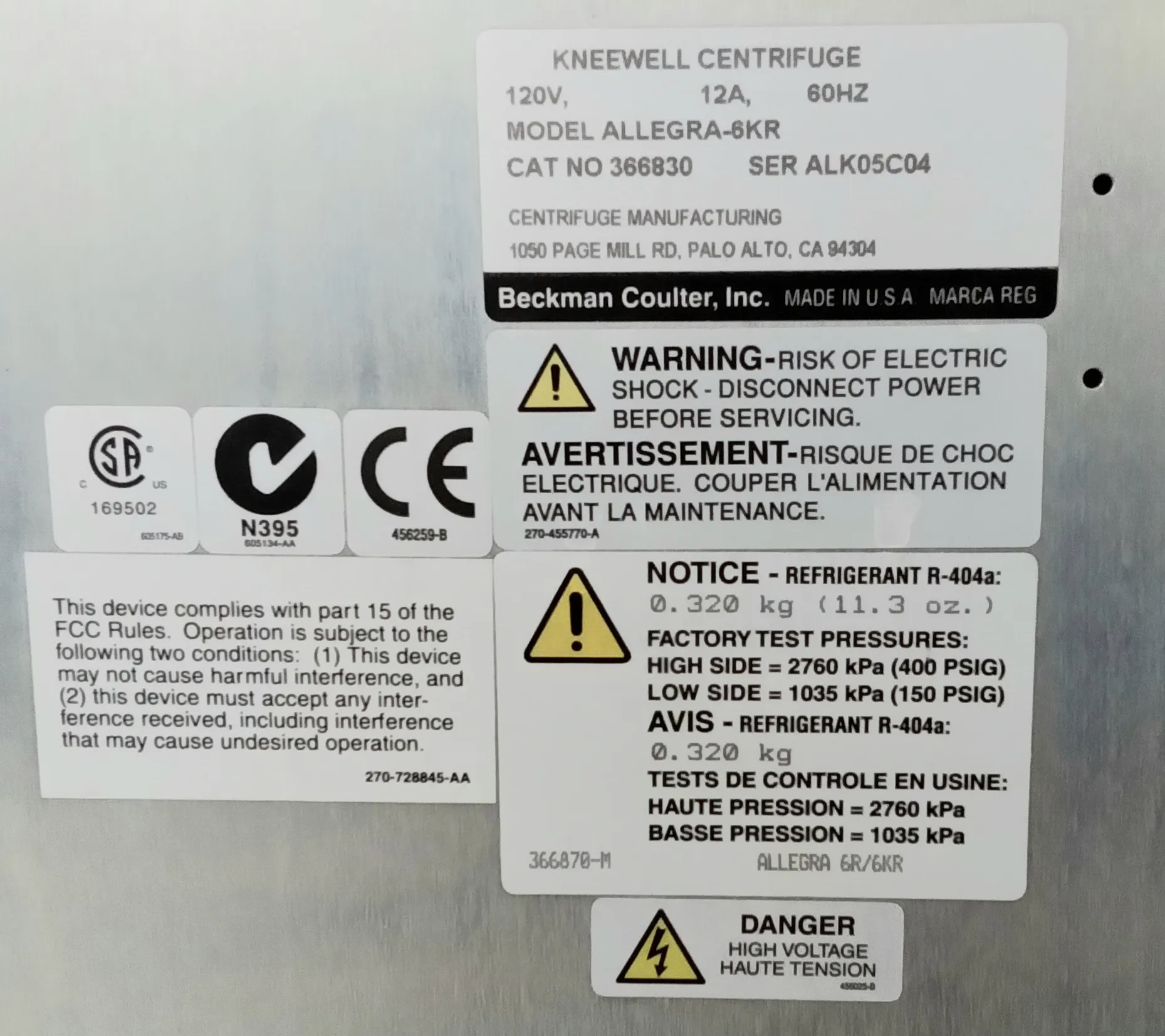 Beckman Coulter Allegra 6KR Refrigerated Centrifuge