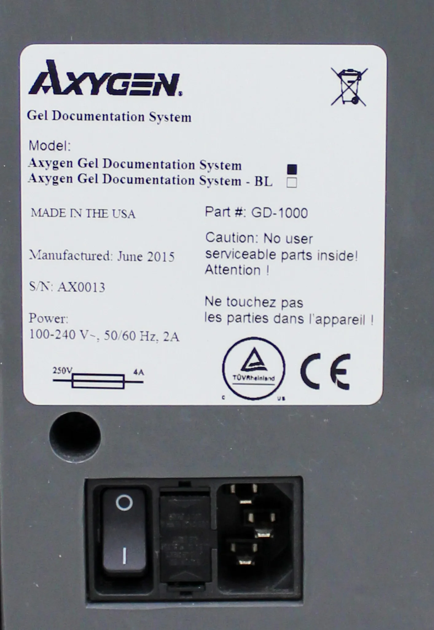 Axygen GD-1000 Gel Documentation System with 5.4 MP Imaging and Transilluminator