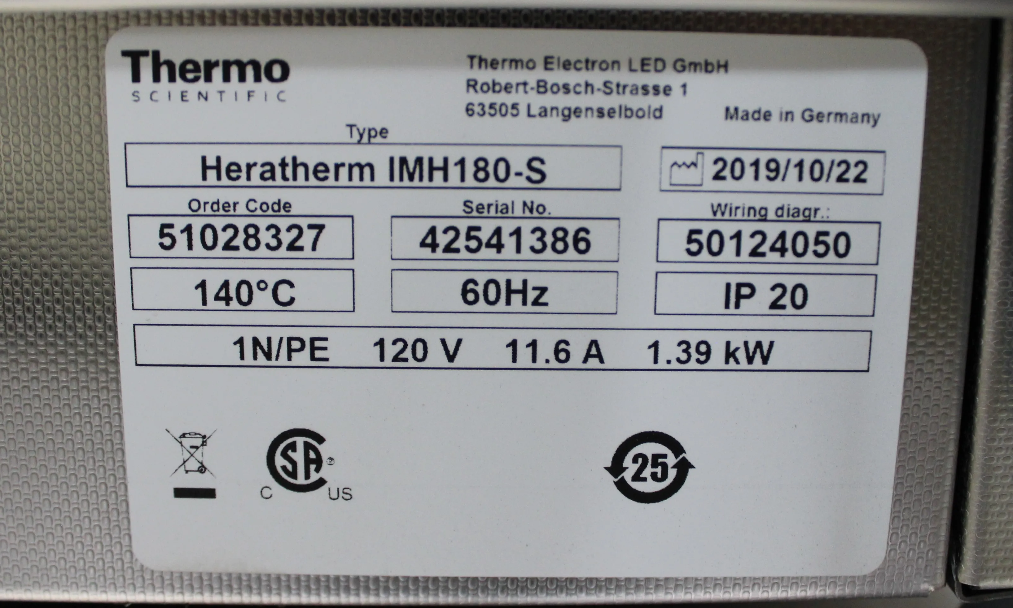 Thermo Scientific Heratherm IMH180-S Incubator