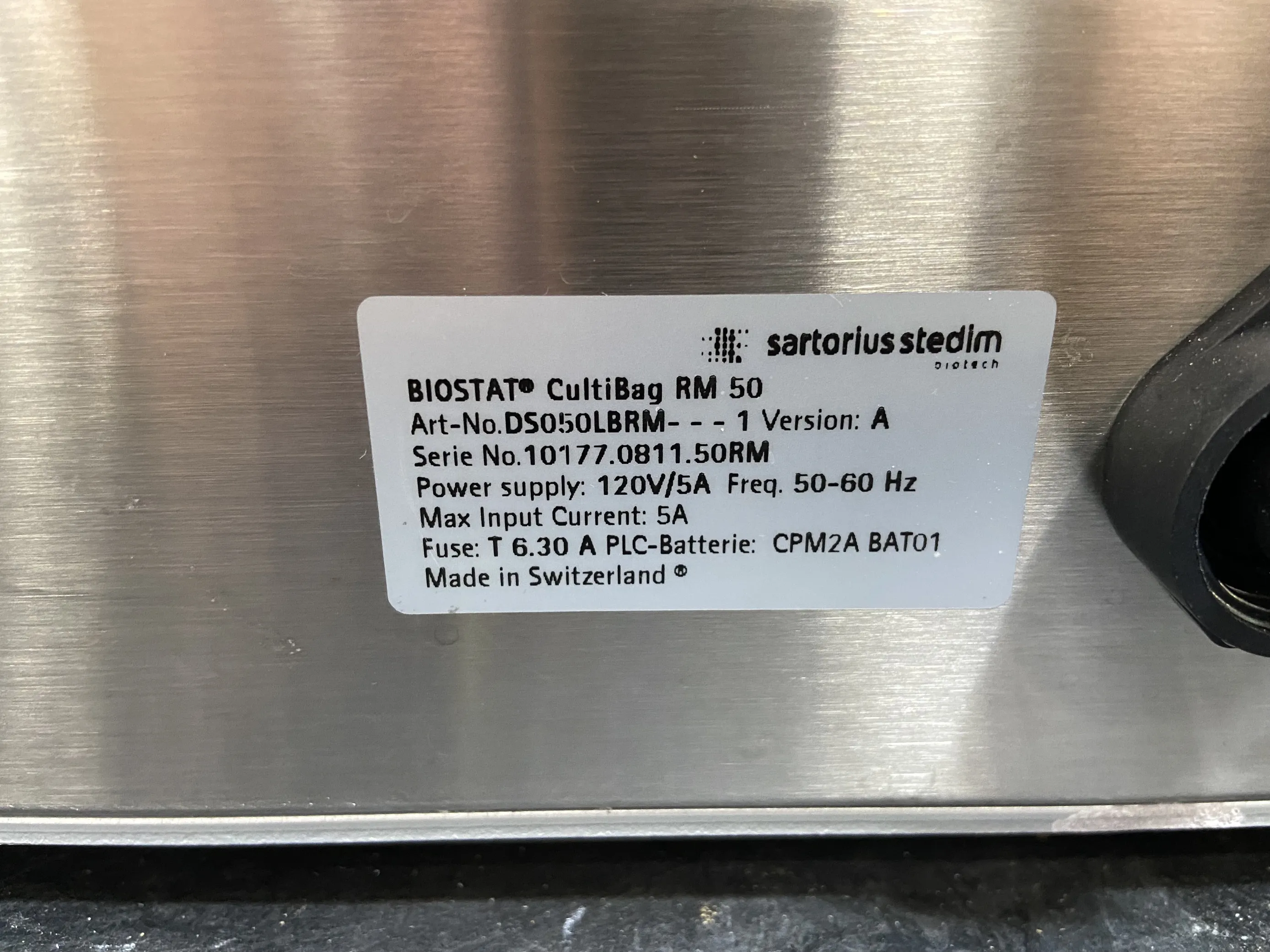 Sartorius Stedim BIOSTAT CultiBag Rm 50 Used Laboratory Accessory