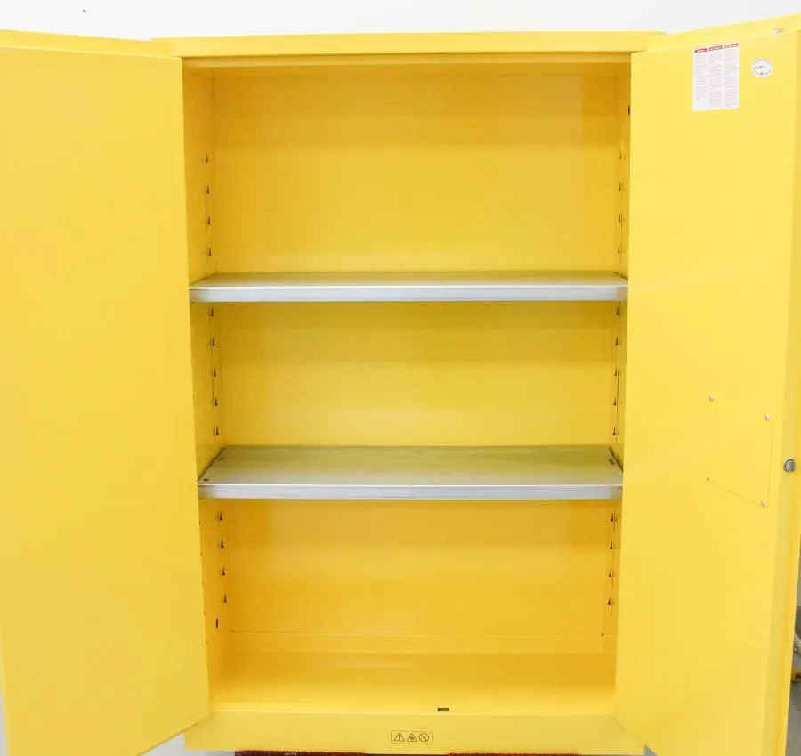 ULINE H-1564M-Y Flammable Storage Cabinet Manual Doors, Yellow, 45 Gallon