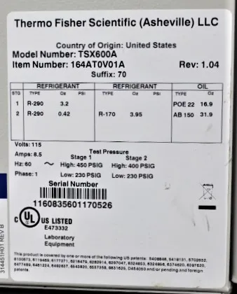 Thermo Scientific TSX600A Ultra-Low Freezer Used 30-Day Warranty 100% Part and Labor