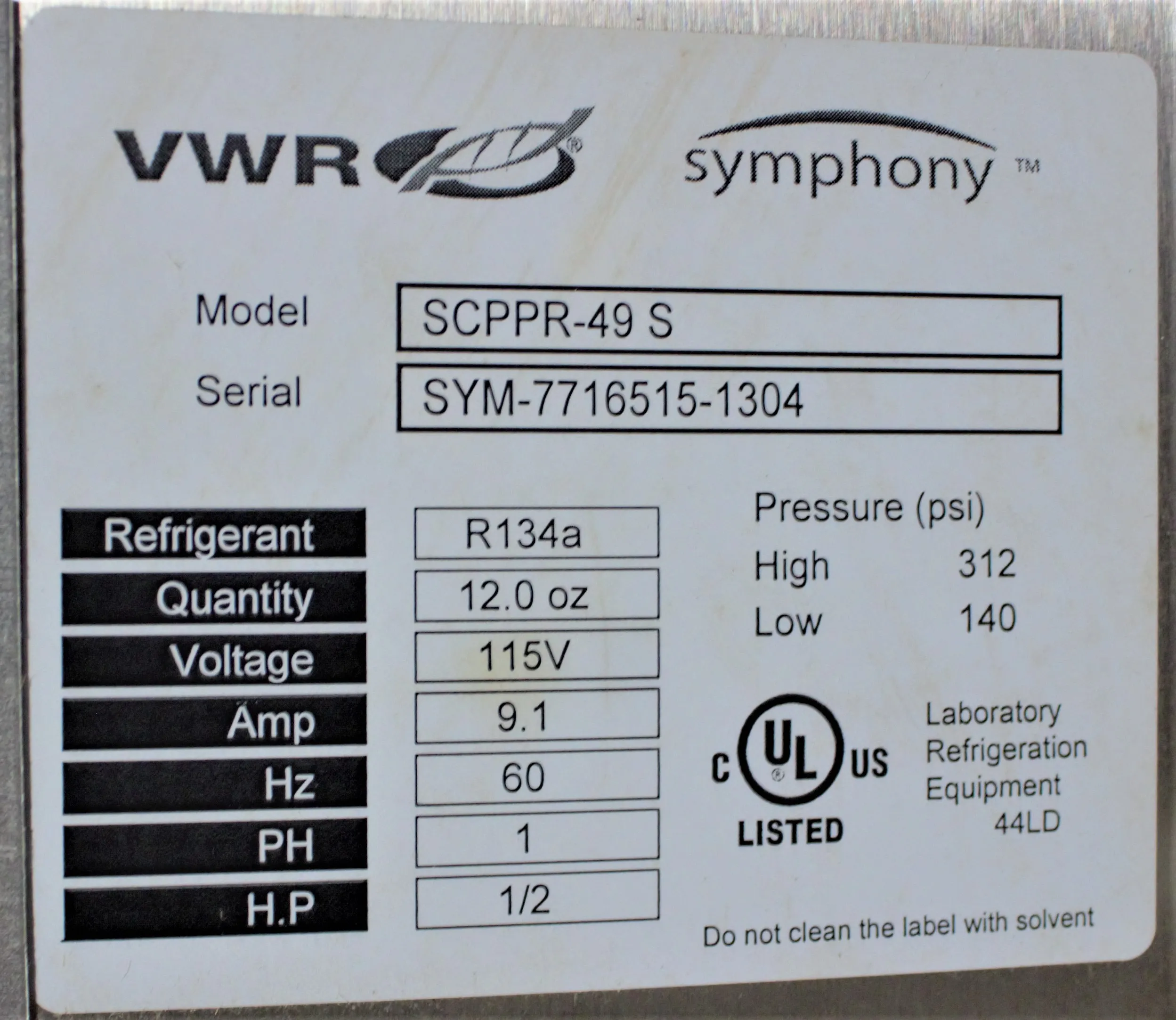 VWR Symphony Double Door Stainless Steel Laboratory Freezer