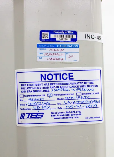 Sanyo CO2 Incubator Model MCO-18AIC Stainless Steel