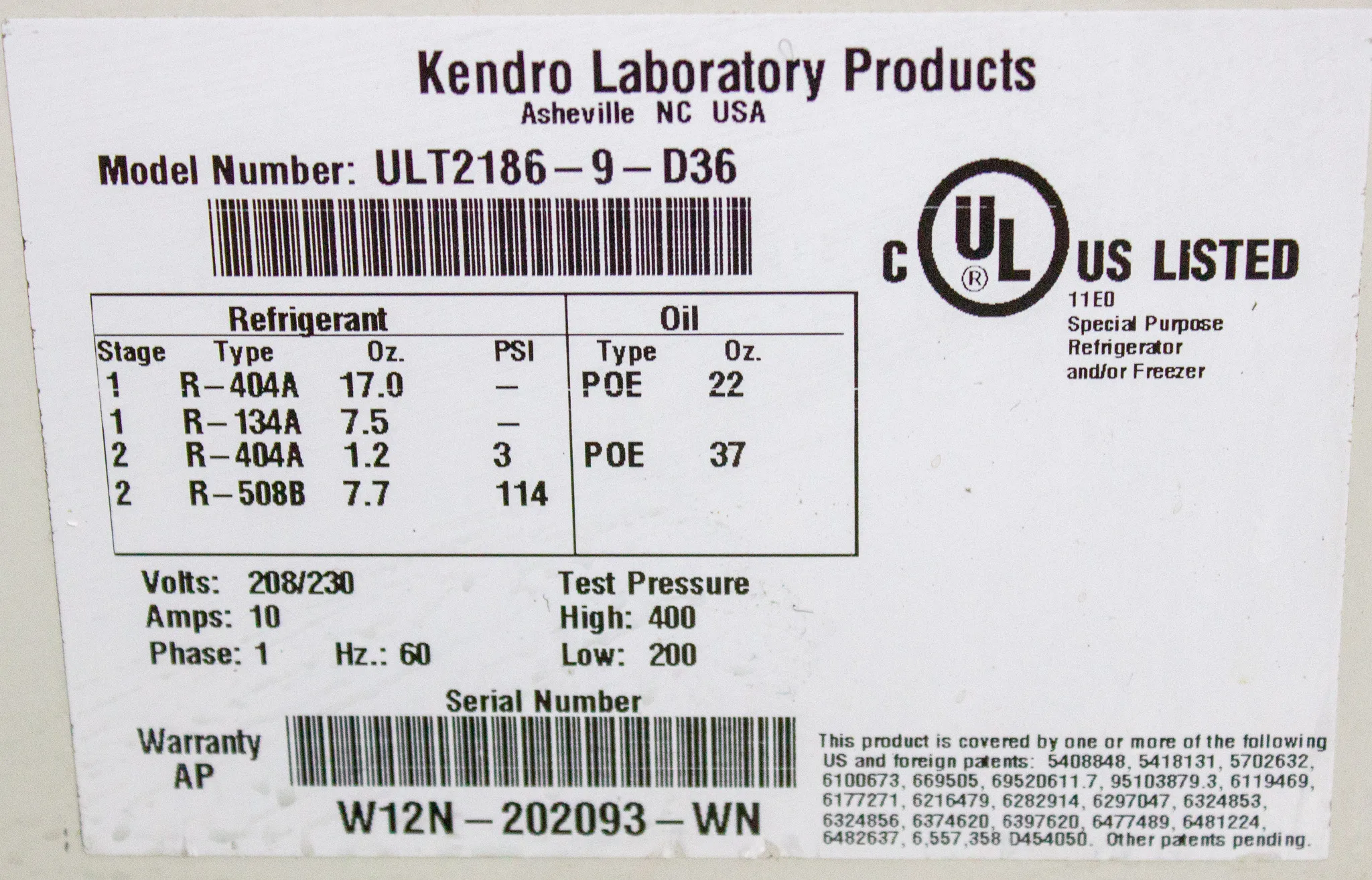 Kendro Labs Revco ULT2186-9-D36 Ultra Low Temperature Freezer