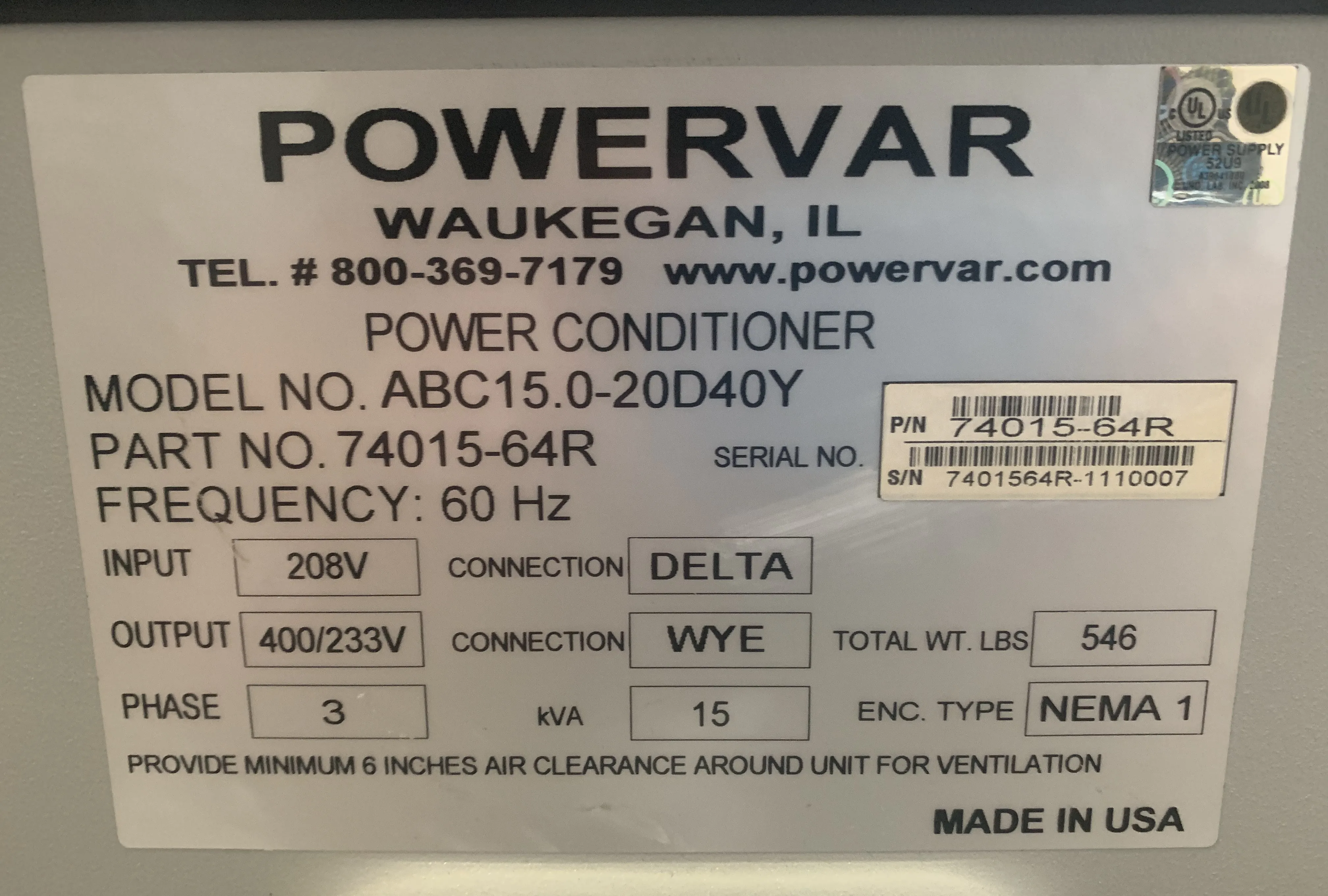 AMETEK Powervar Global Power Interface (GPI) Series 2000 Power Conditioner