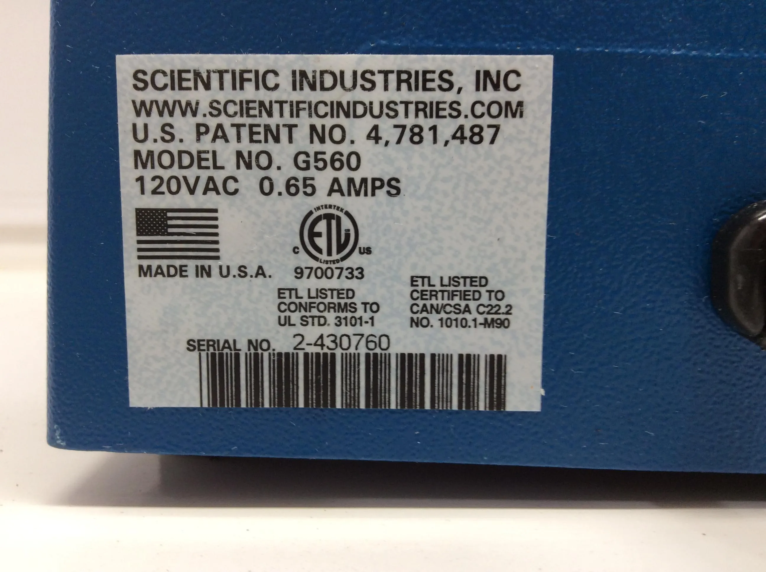 Scientific Industries Vortex-Genie 2 G560 Laboratory Vortexer