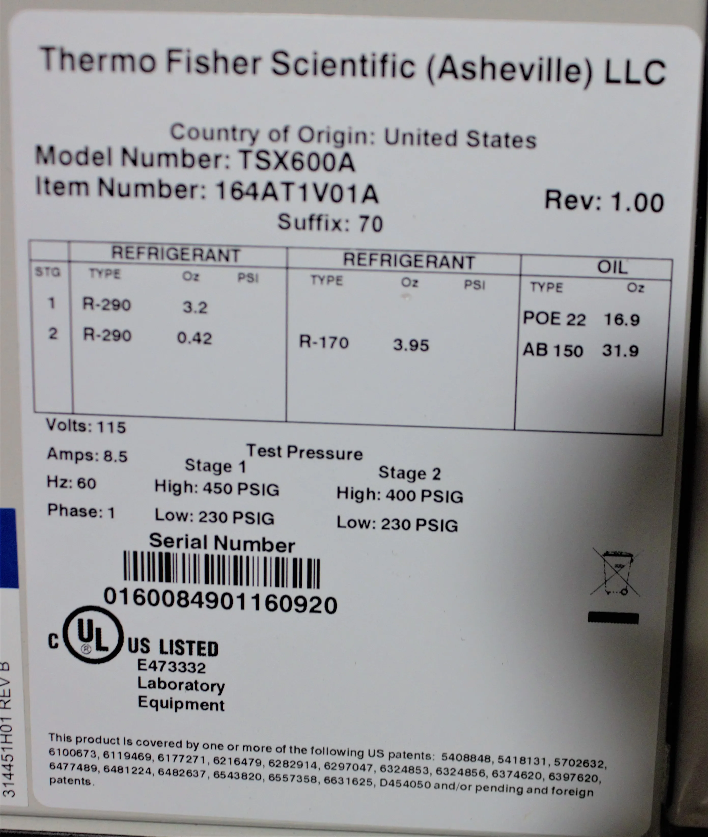 Thermo Scientific TSX Series -80C Ultra Low Freezer, Used