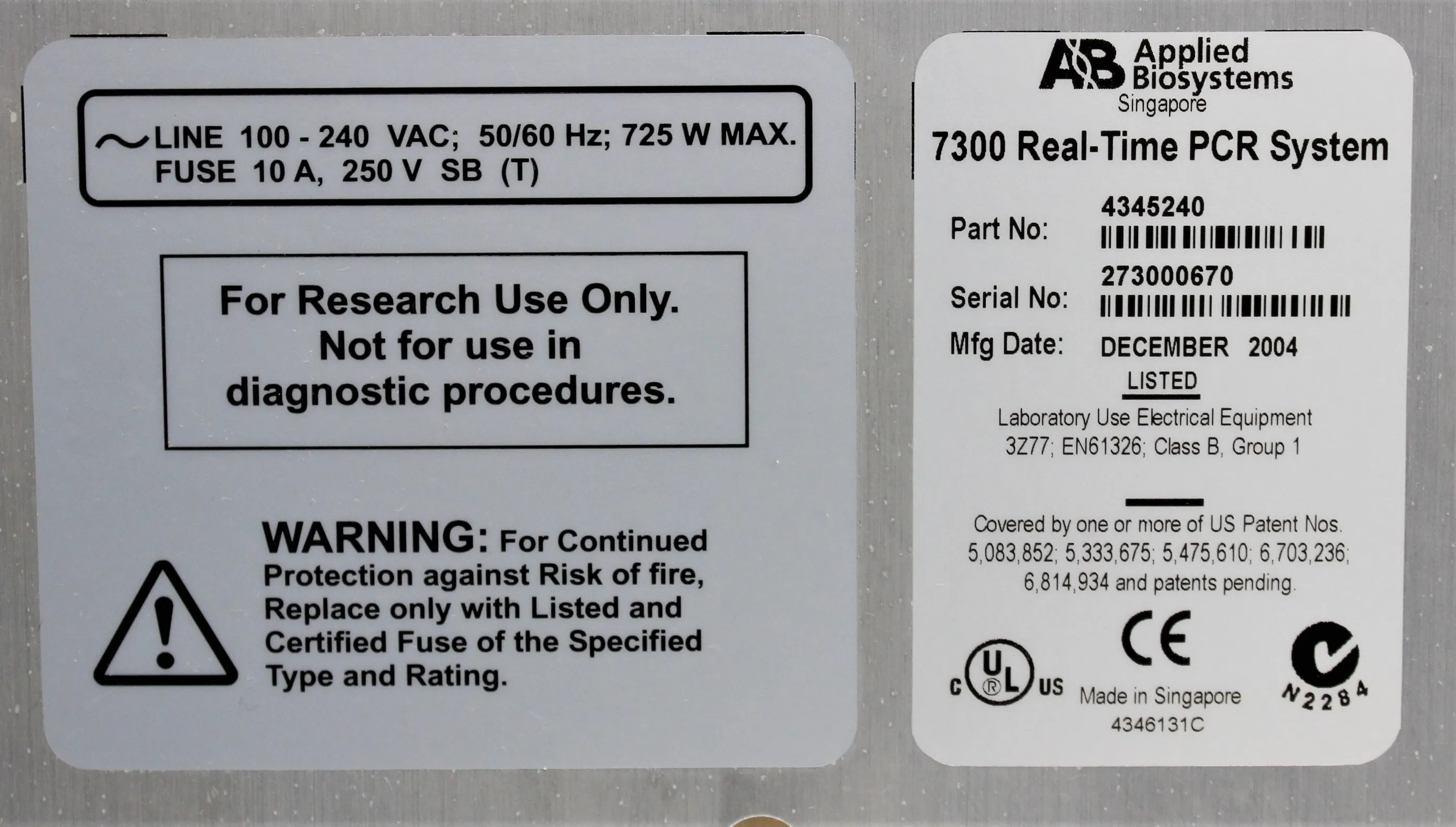 Applied Biosystems 7300 Real Time PCR System with 30-Day Warranty