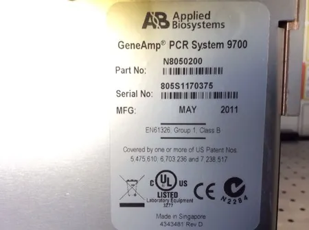 Applied Biosystems GeneAmp PCR System 9700 Dual 96 Well