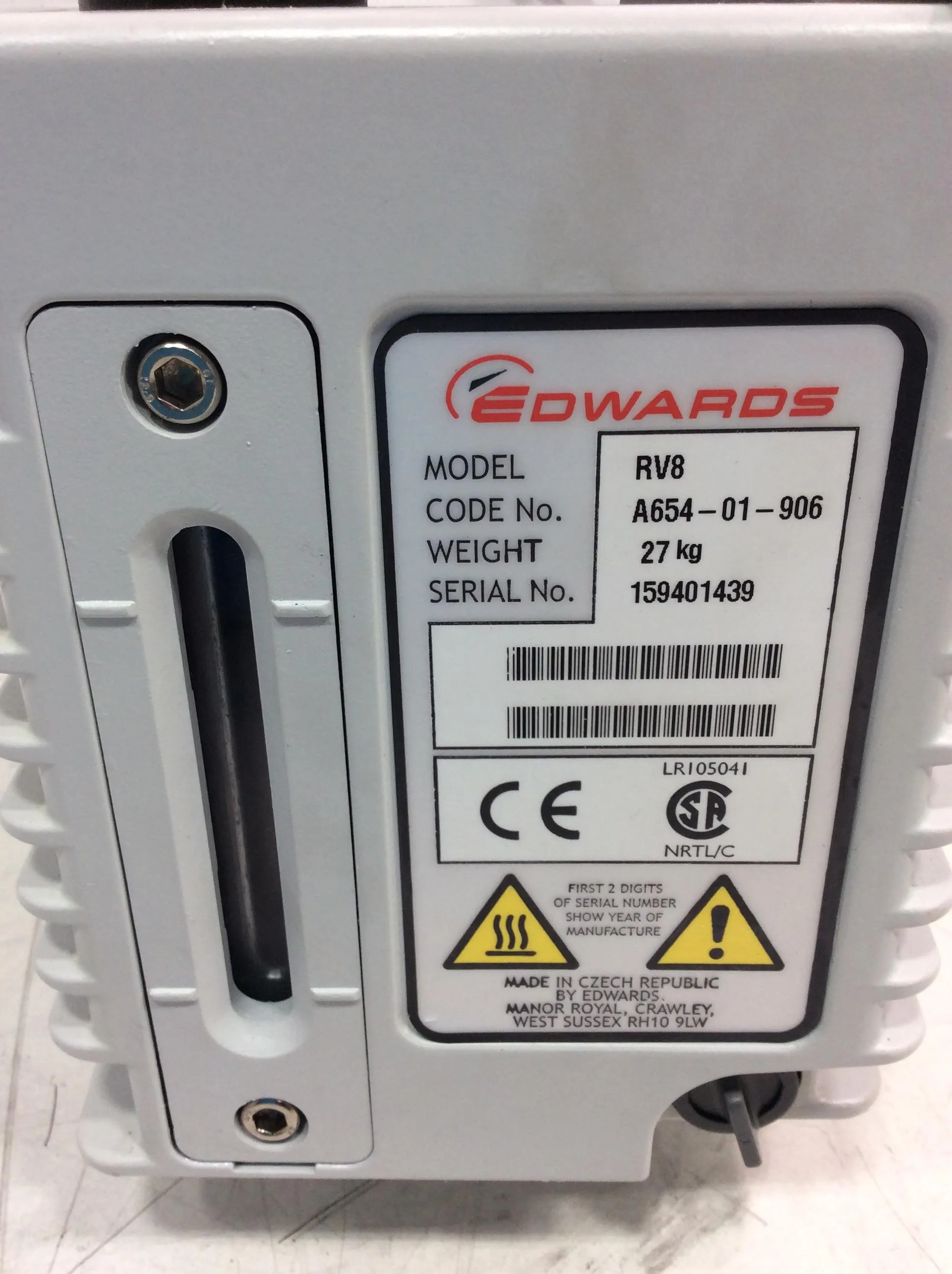 Edwards RV8 115/230V, 1-ph, 50/60Hz Vacuum Pump