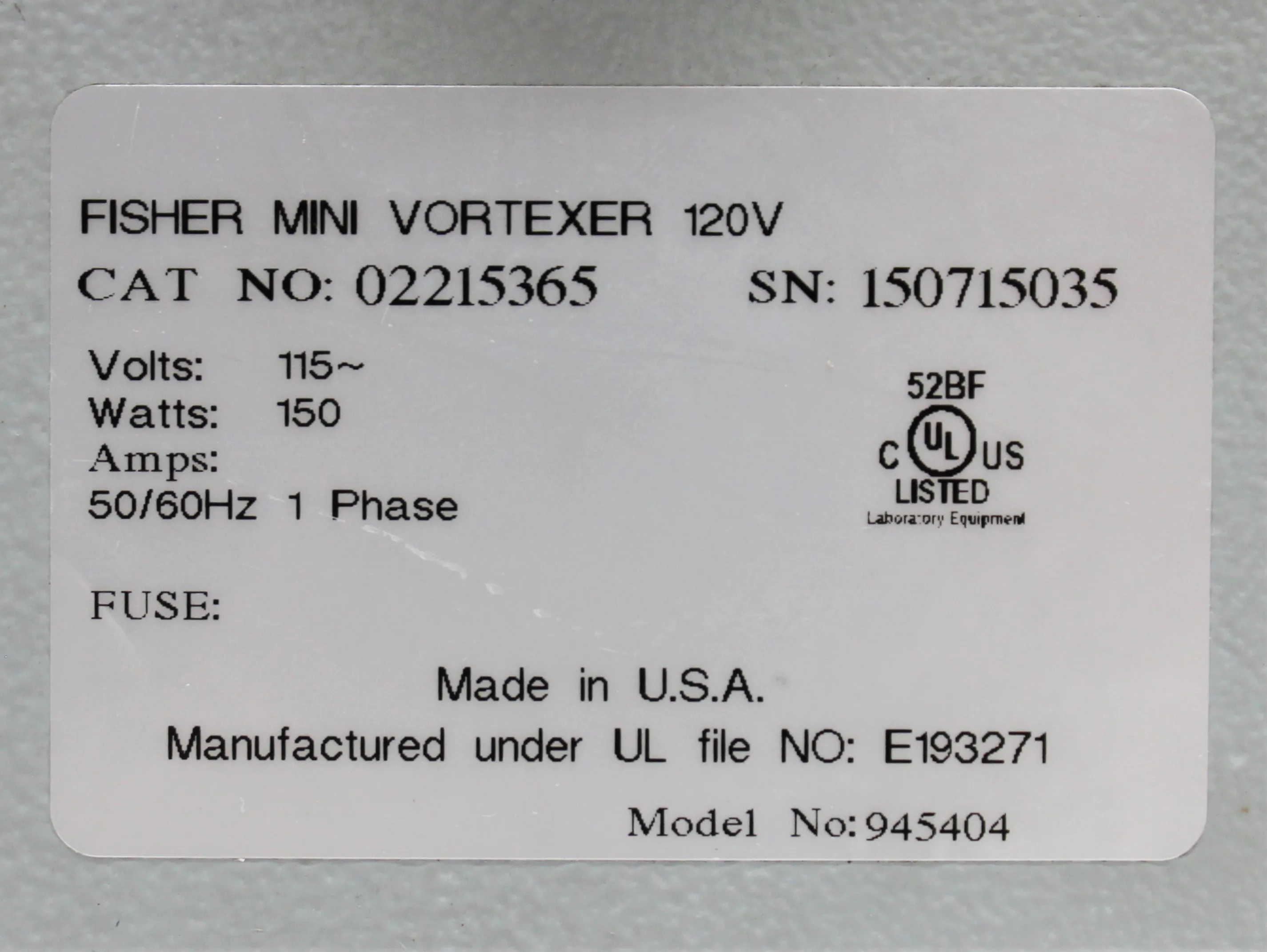 Fisher Scientific Mini Vortexer 02215365 Used Laboratory Equipment
