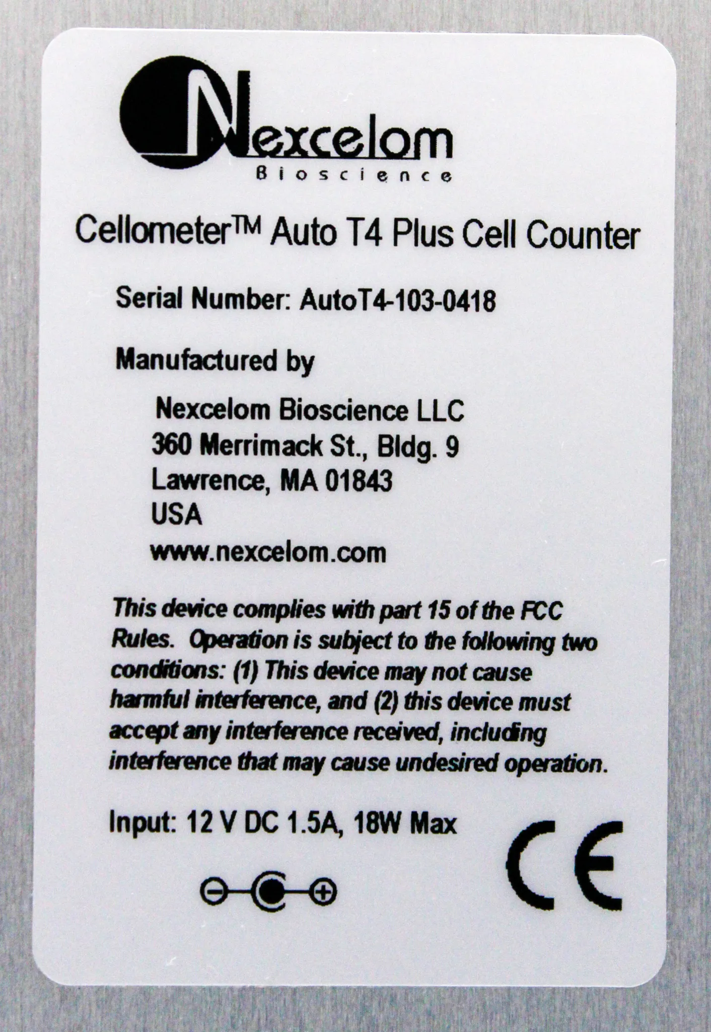 Nexcelom Bioscience Cellometer Auto T4 Cell Counter, Used, 30-Day Warranty
