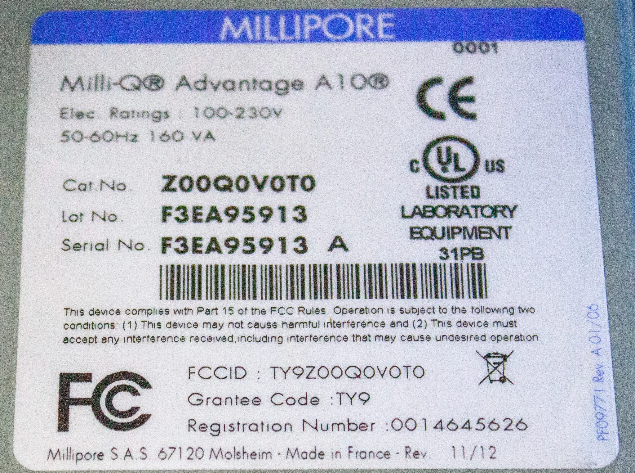 Millipore Milli-Q Advantage A10 Water Purification System