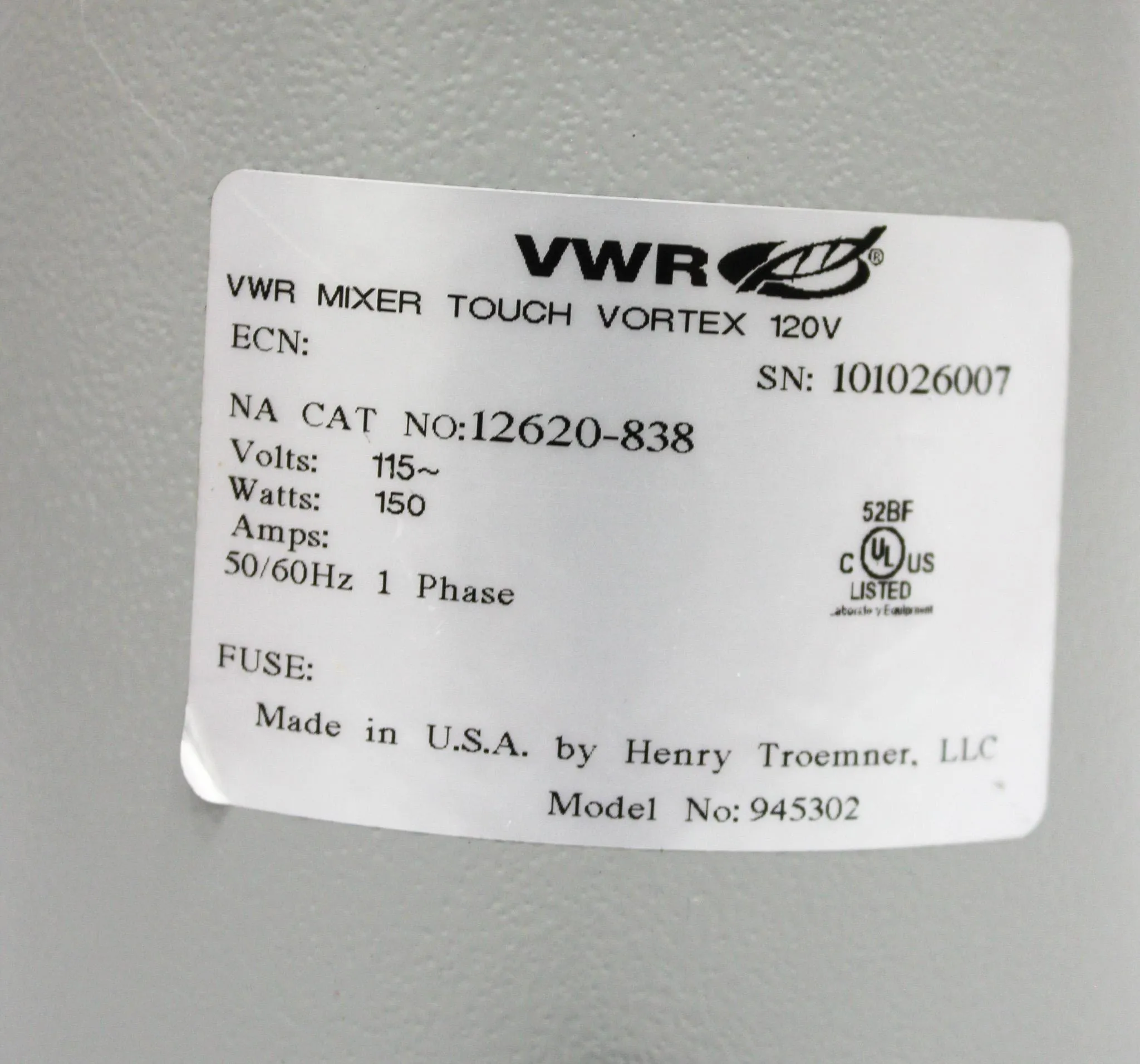 VWR Model 945302 Touch Mini Vortexer Fixed Speed Vortex Mixer Cat No. 12620-838