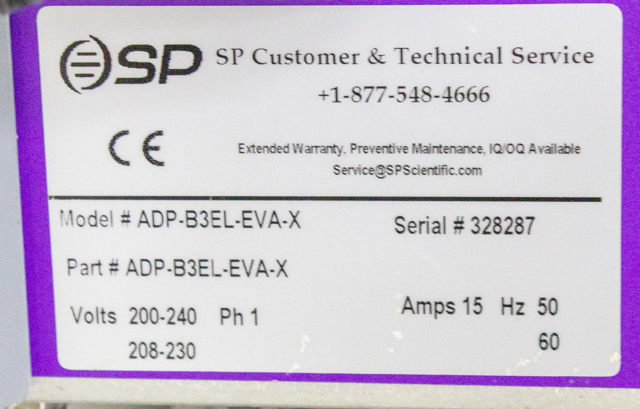 SP Scientific ADP-B3EL-EVA-X Lyophilizer / Freeze Dryer