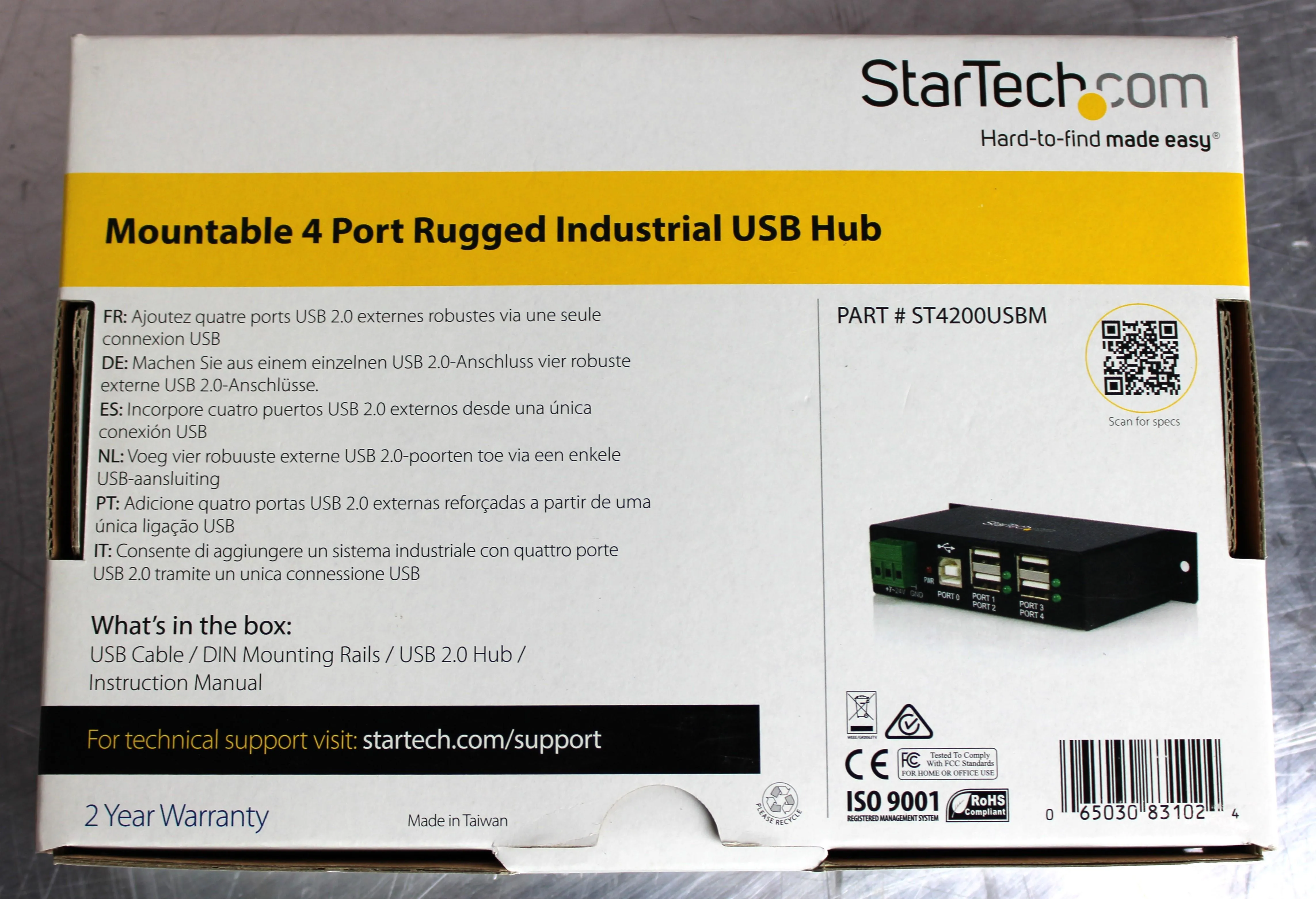 StarTech Thermo 4 Port, 00825-01-00110 USB Hub ST4200USBM REF: CSP10123