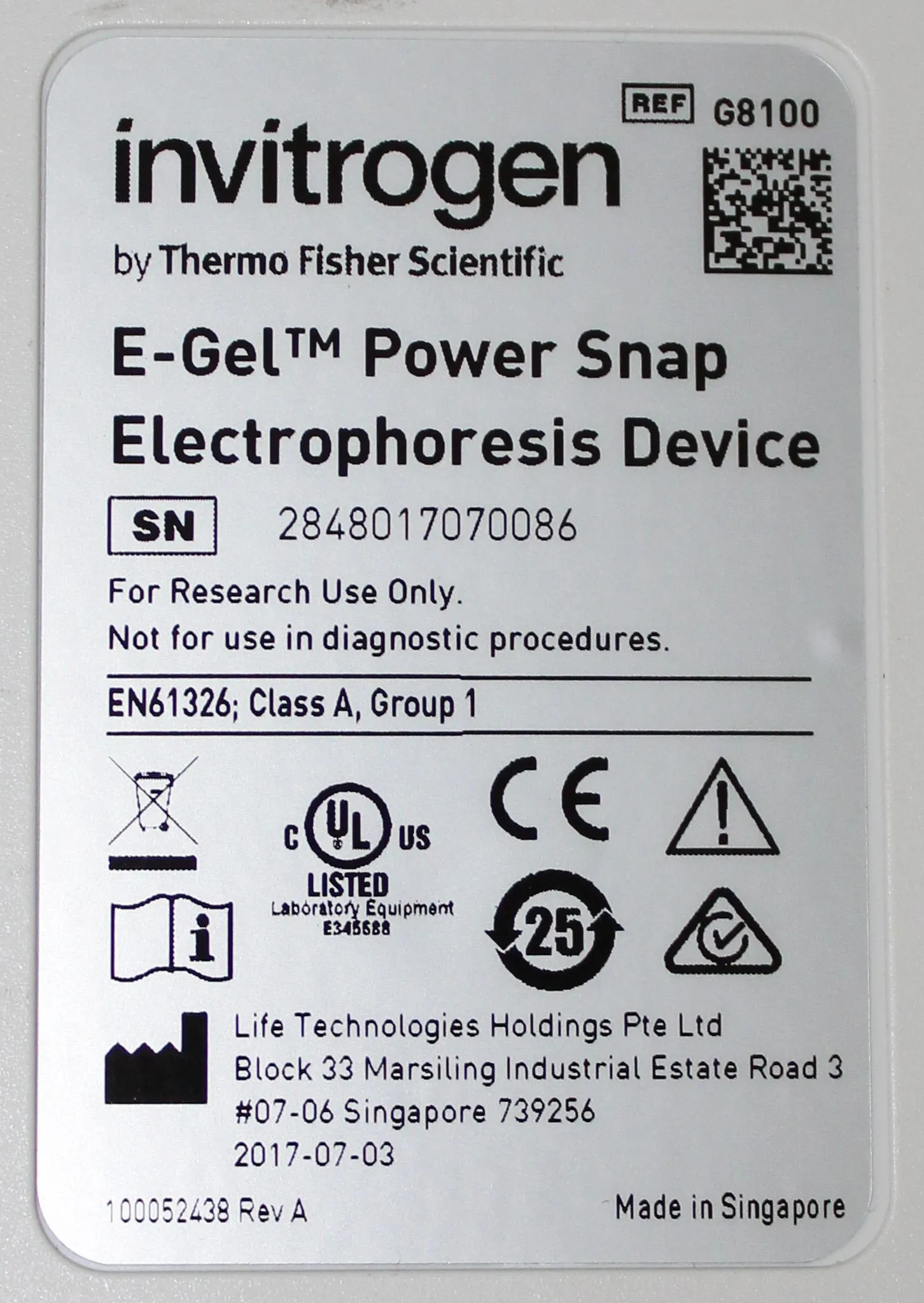 Thermo Fisher Invitrogen E-Gel Power Snap Electrophoresis Device G8100, Used, 30-Day Warranty