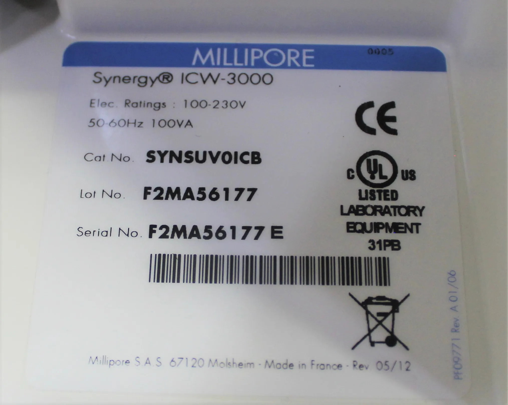 Millipore Synergy ICW3000 Water Purifier for Ion Chromatography Systems