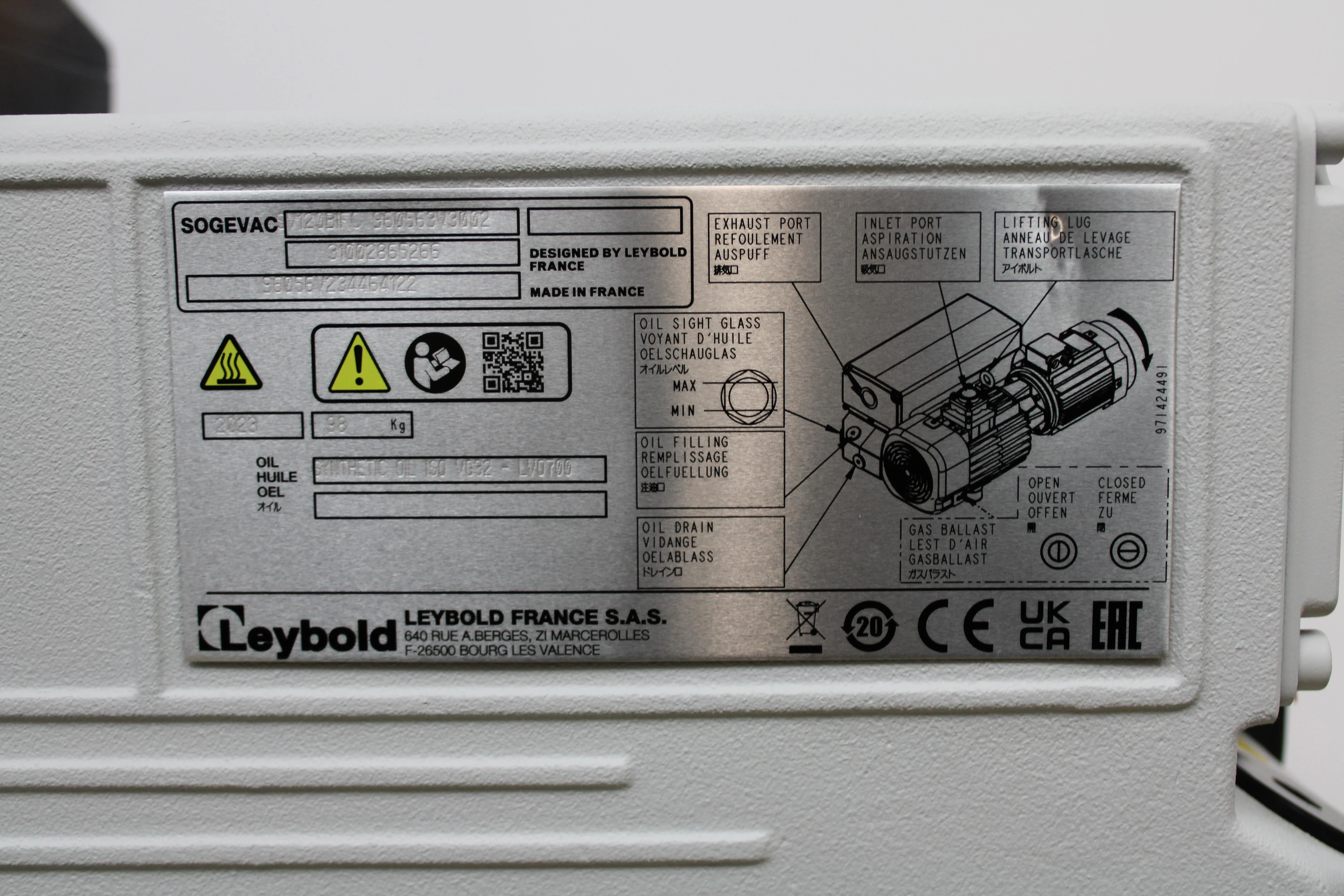 Leybold Sogevac SV 120 BIFC Vacuum Pump