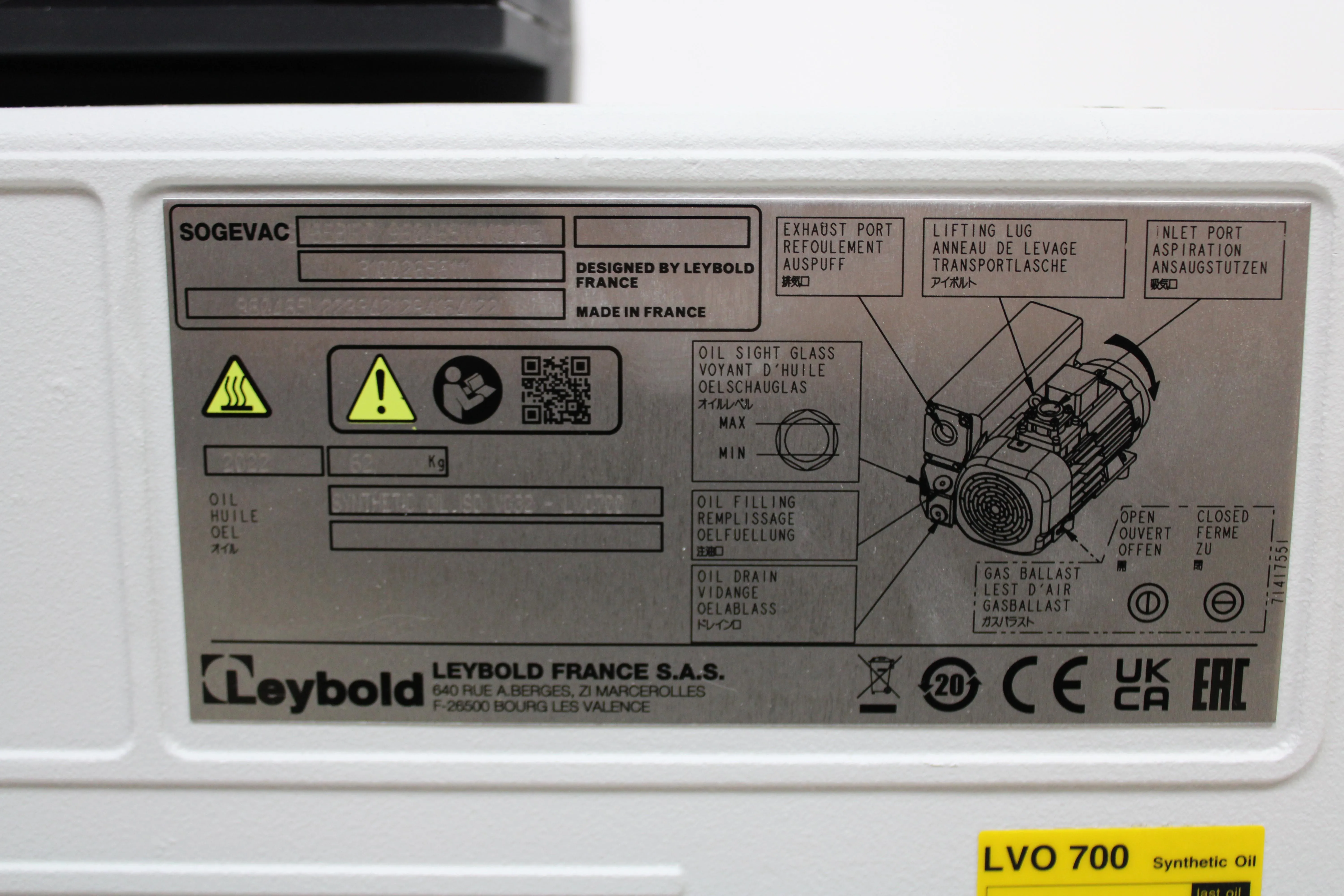 Leybold SV65BIFC Facility House Vacuum 200-240V Compact Quiet Design