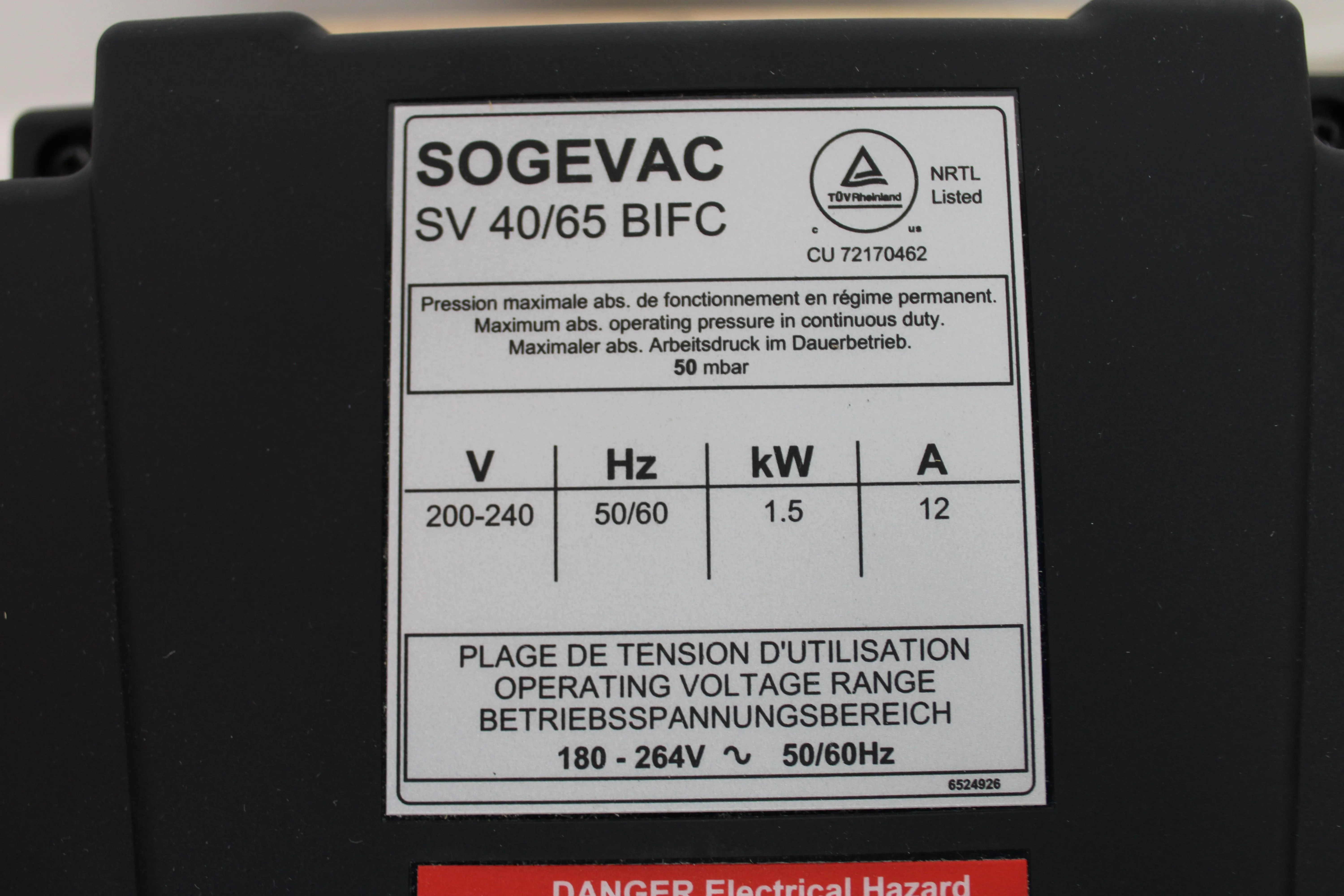 Leybold Sogevac SV65BIFC Vacuum Pump Low Noise Compact 0.055mbar 2018
