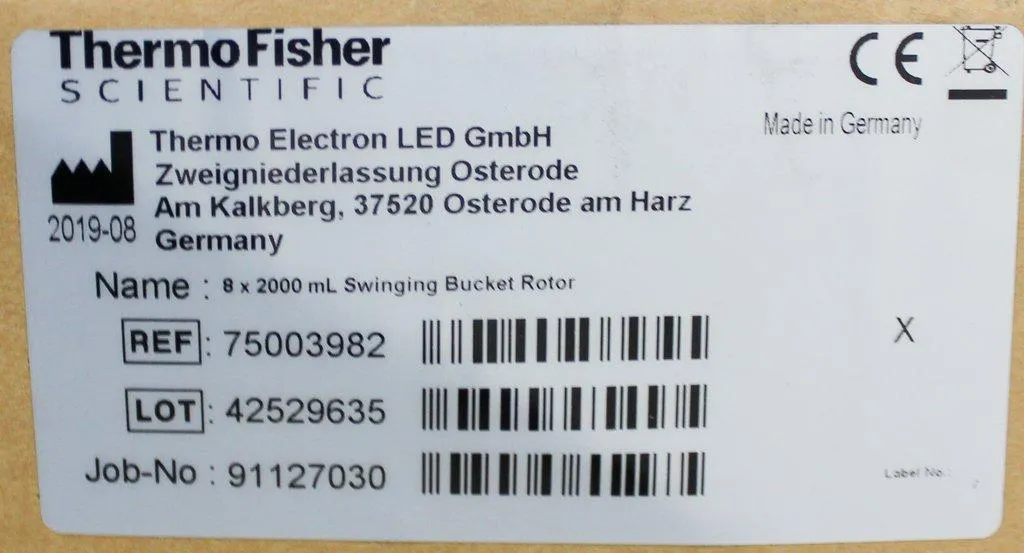 Thermo 8x2000ML 3900RPM Centrifugal Swing Rotor High Capacity