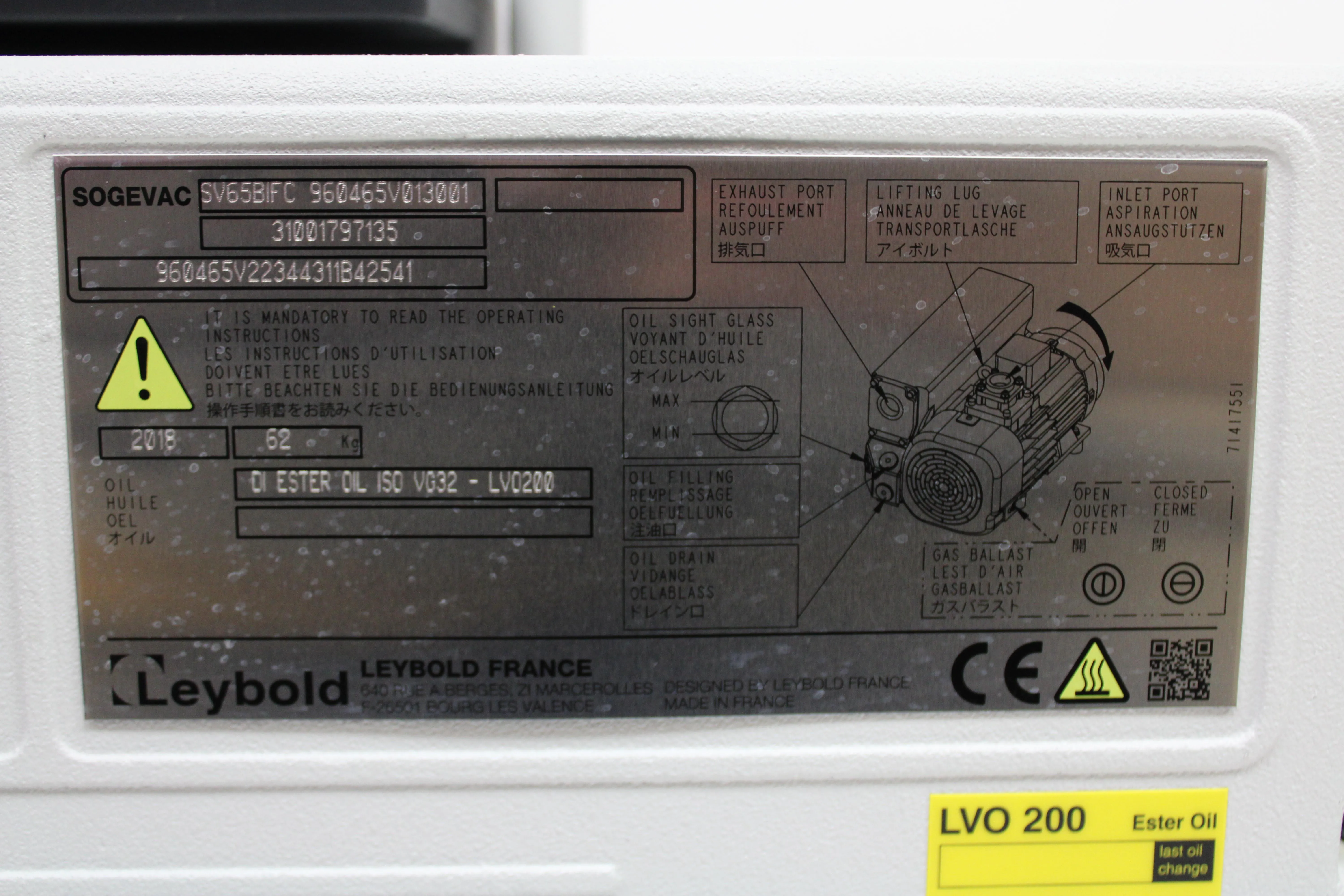 Leybold SV65BIFC Vacuum Pump SV65BIFC Compact Design Low Noise Reliable