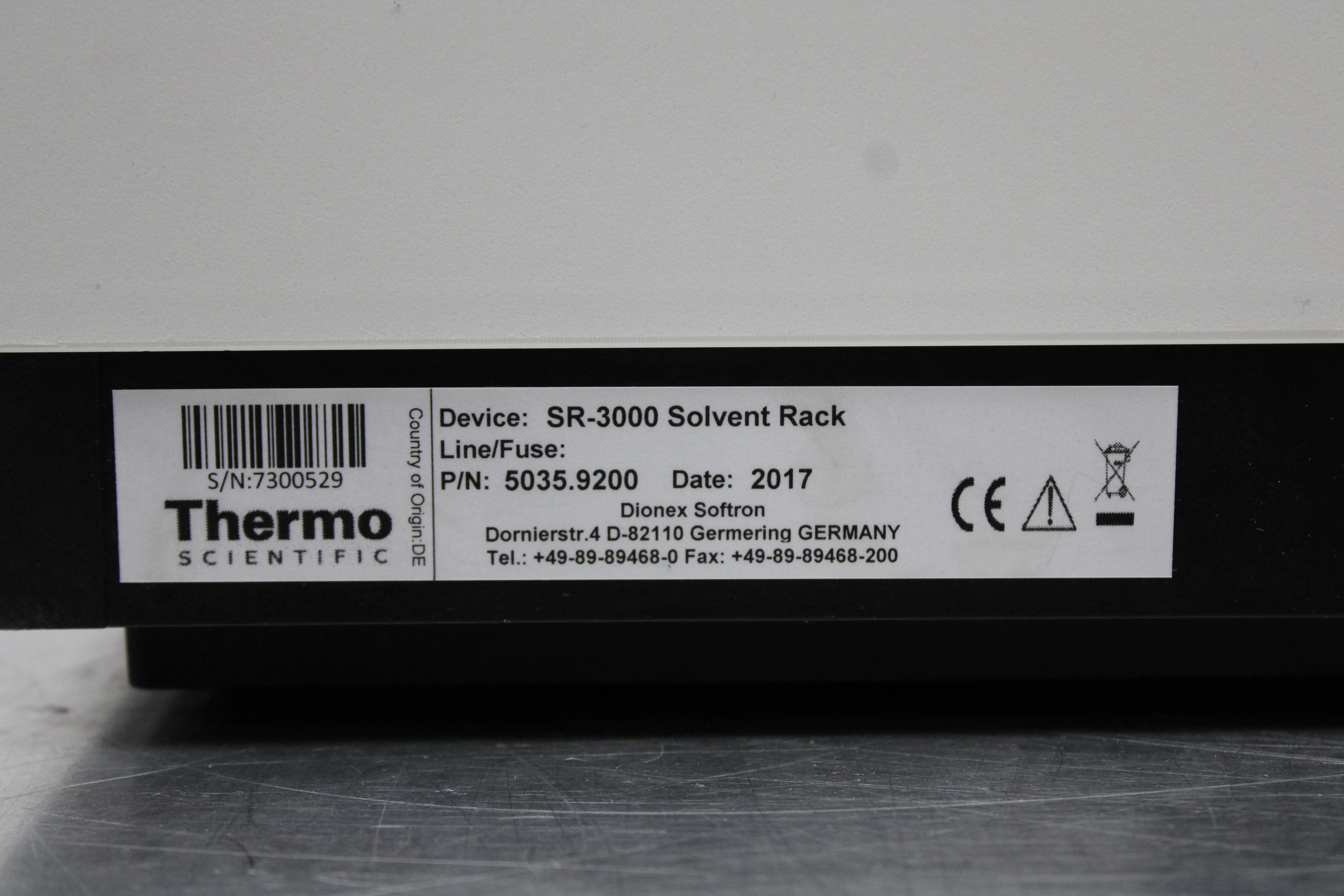 Thermo SR-3000 Solvent Rack Secure 9x1L Bottles Clean HPLC Solution Storage