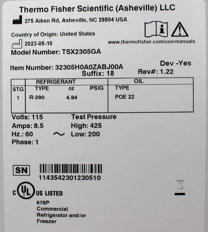 Thermo Fisher Scientific TSX2305GA Refrigerator