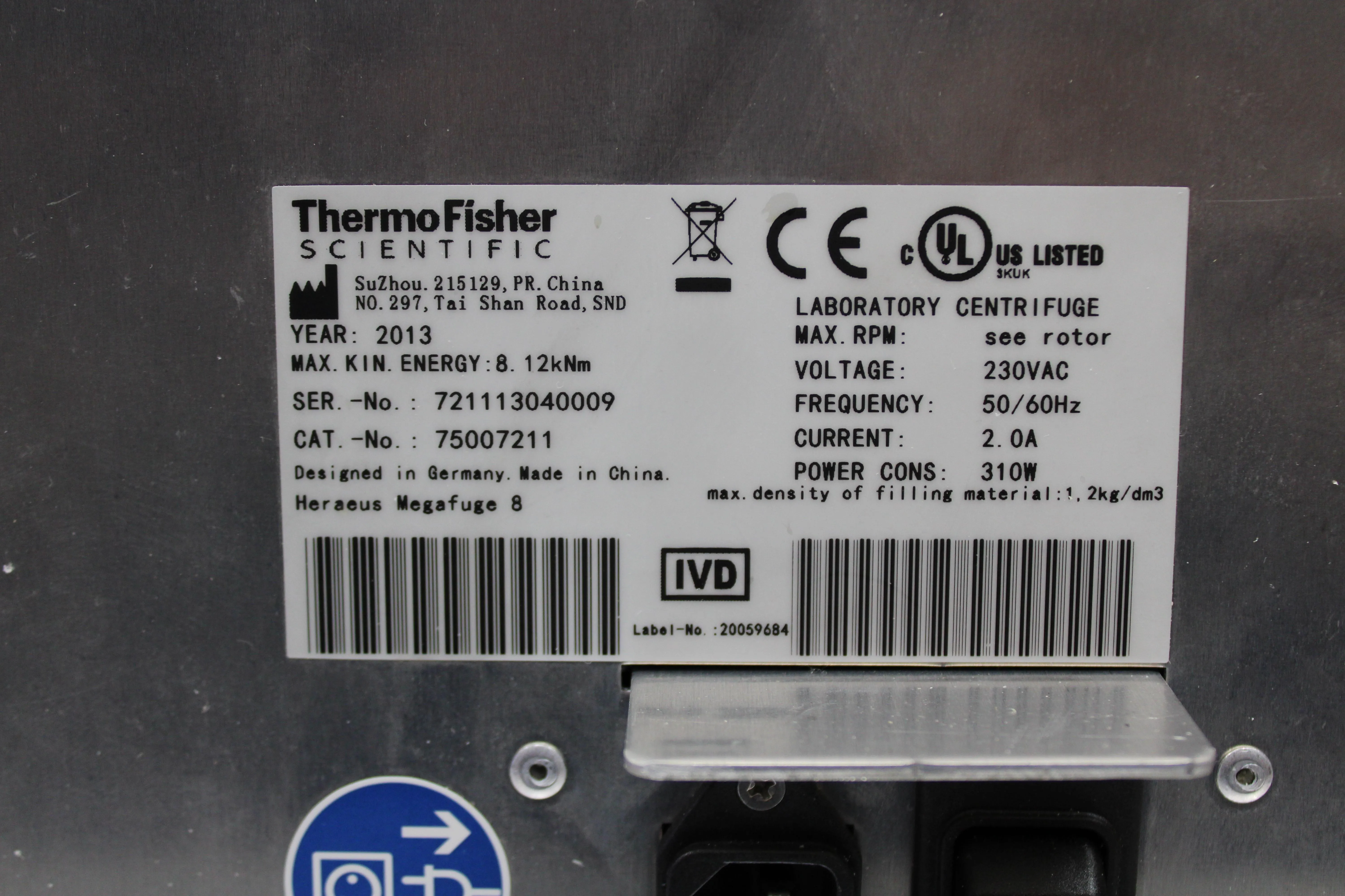Thermo Fisher Heraeus Megafuge 8 - Benchtop Centrifuge