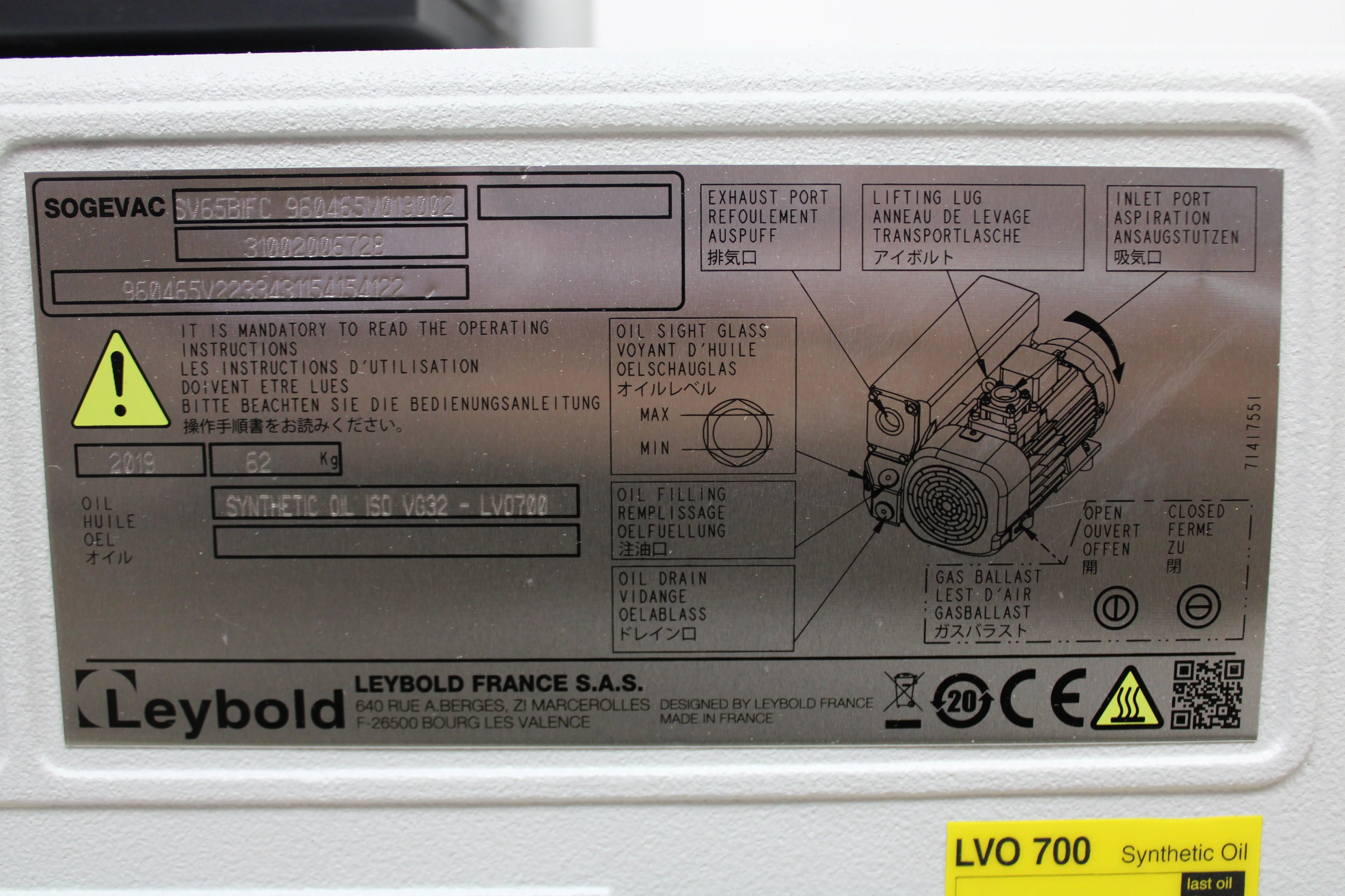 Leybold Sogevac SV65BIFC Air Compressor