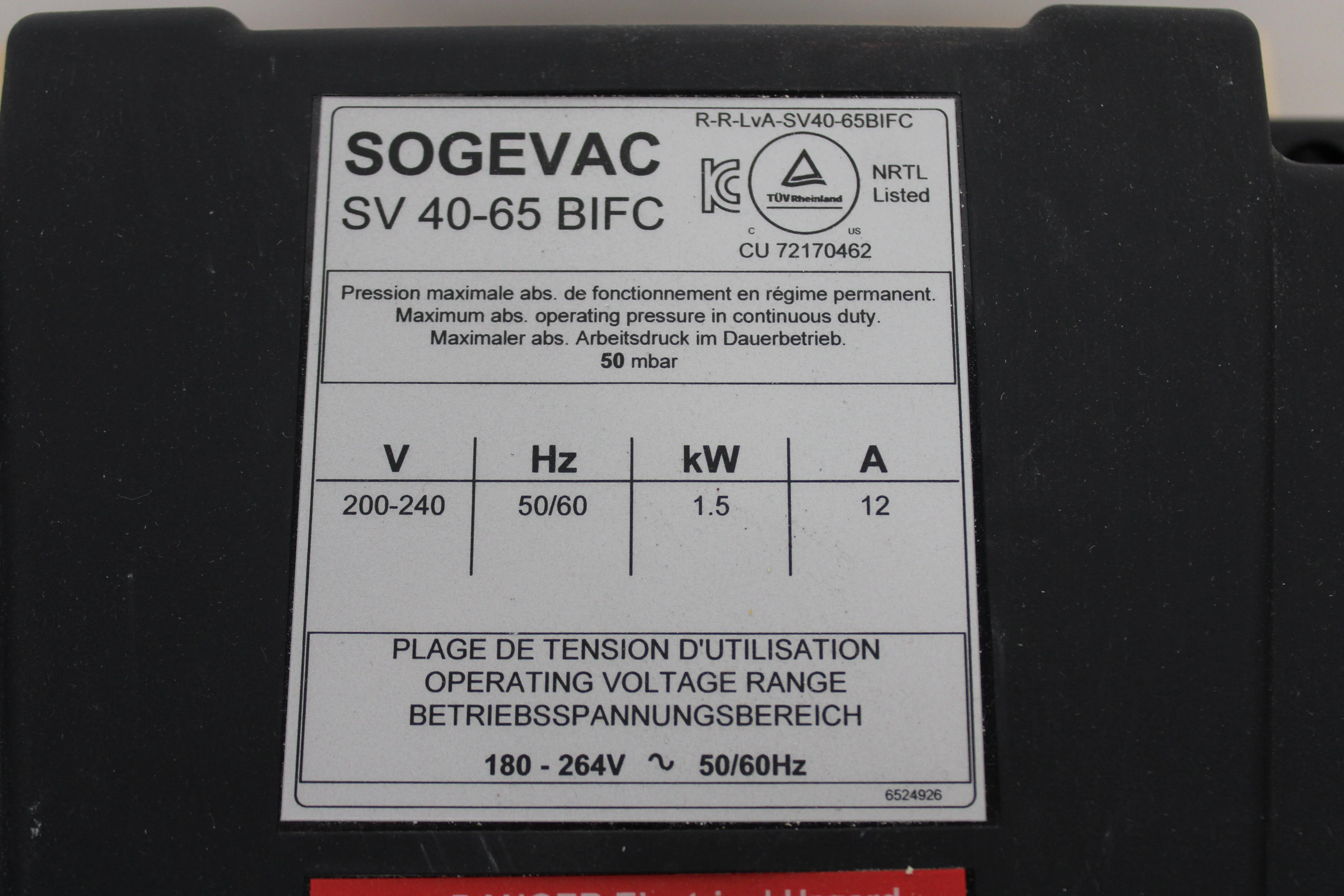 Leybold Sogevac SV65BIFC Air Compressor