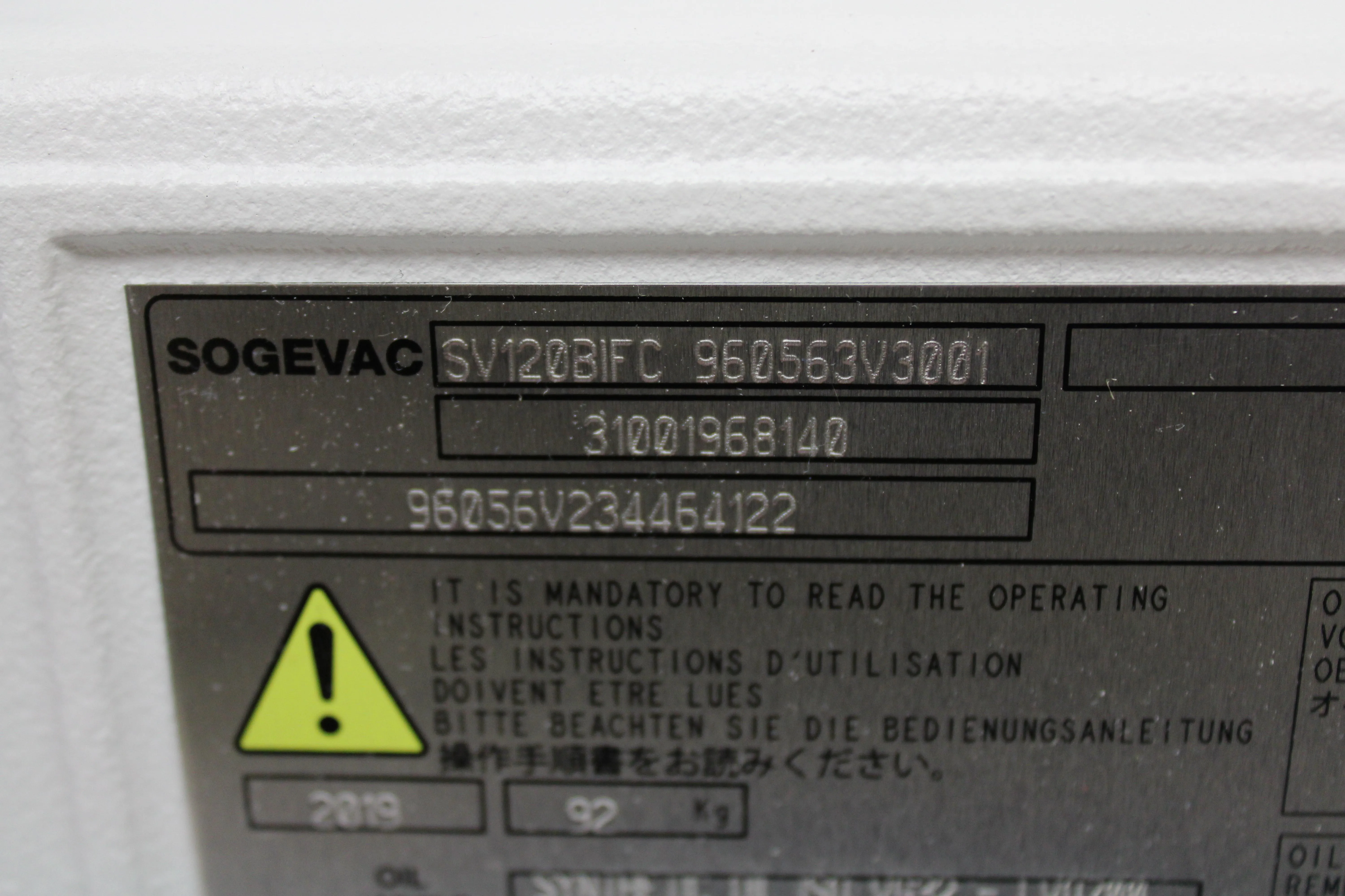 Sogevac SV120BIFC Vacuum Pump 110 CFM 200-240V Includes Warranty Good