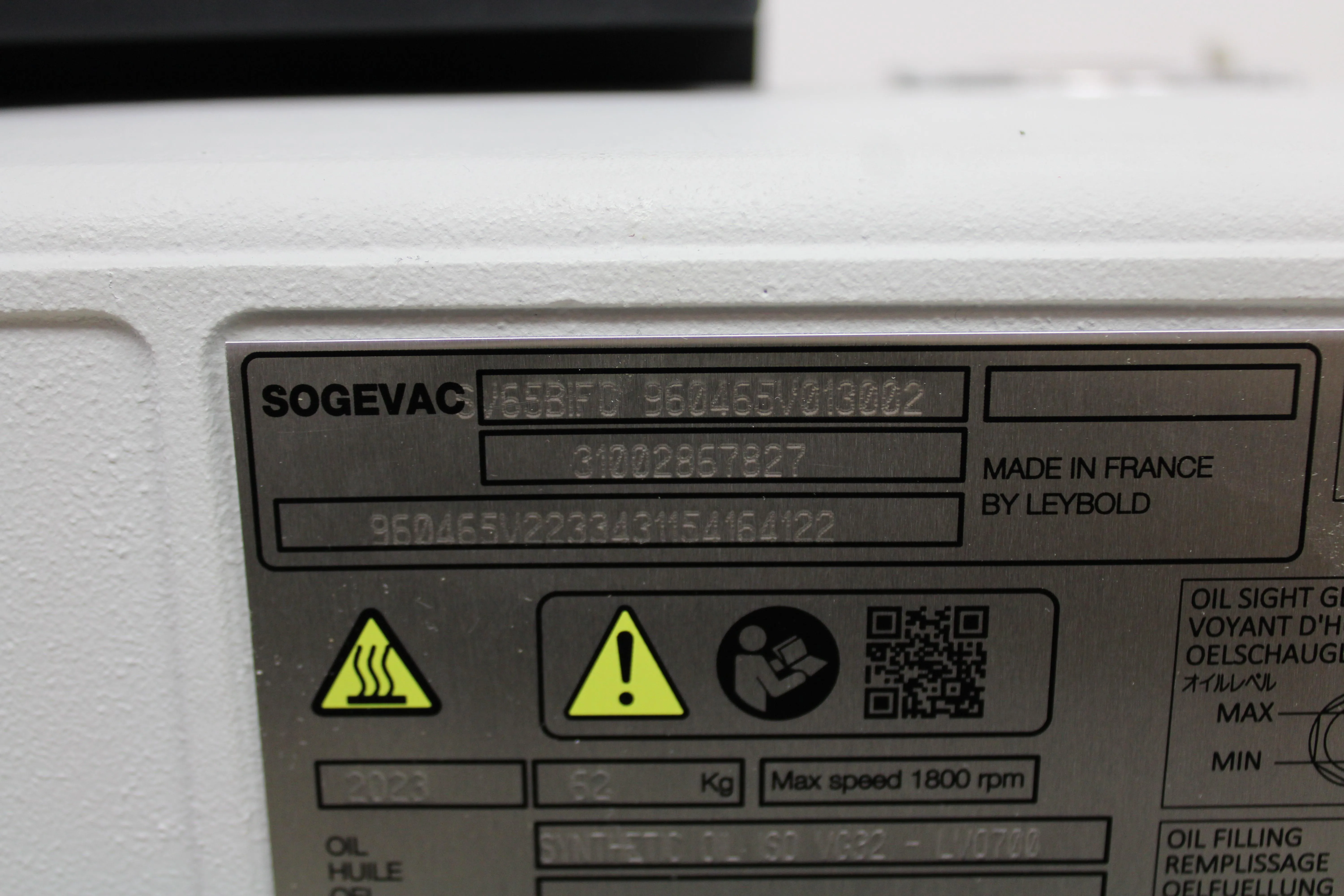 Leybold Sogevac SV65BIFC Vacuum Pump