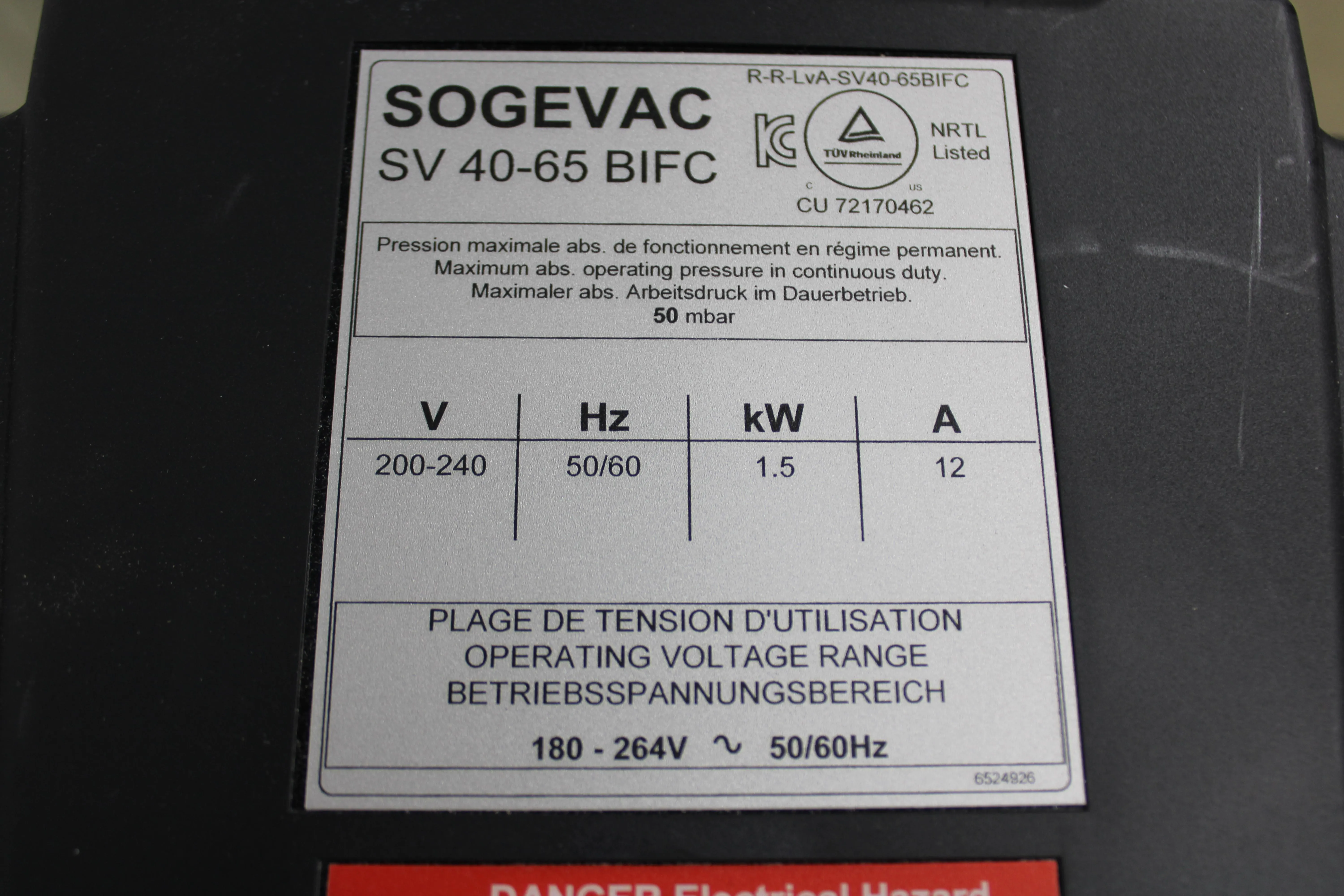 Leybold Sogevac SV65BIFC Motor