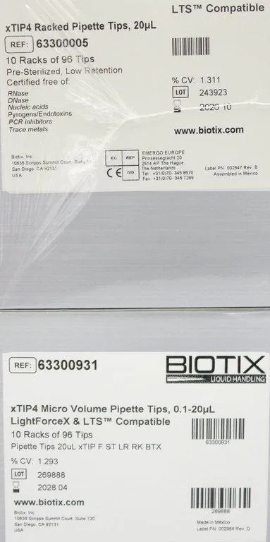 Biotix 20ul xTip4 Microvolume Filtered Pre-sterilized Pipette Tips